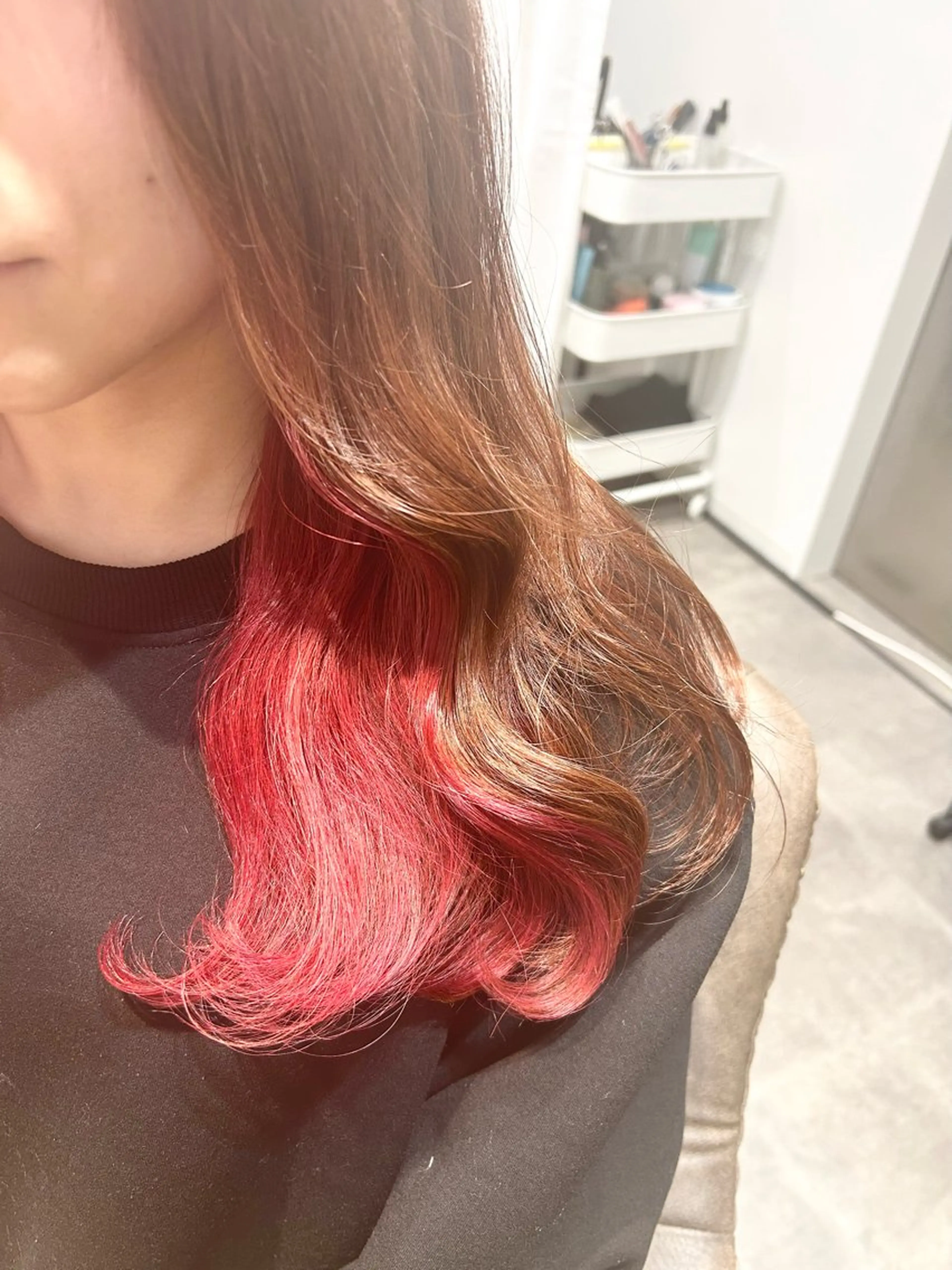 セミロング カラー ベージュカラー ブリーチ ケアブリーチ ココアベージュ インナーカラー 松岡 恭弘のヘアスタイル