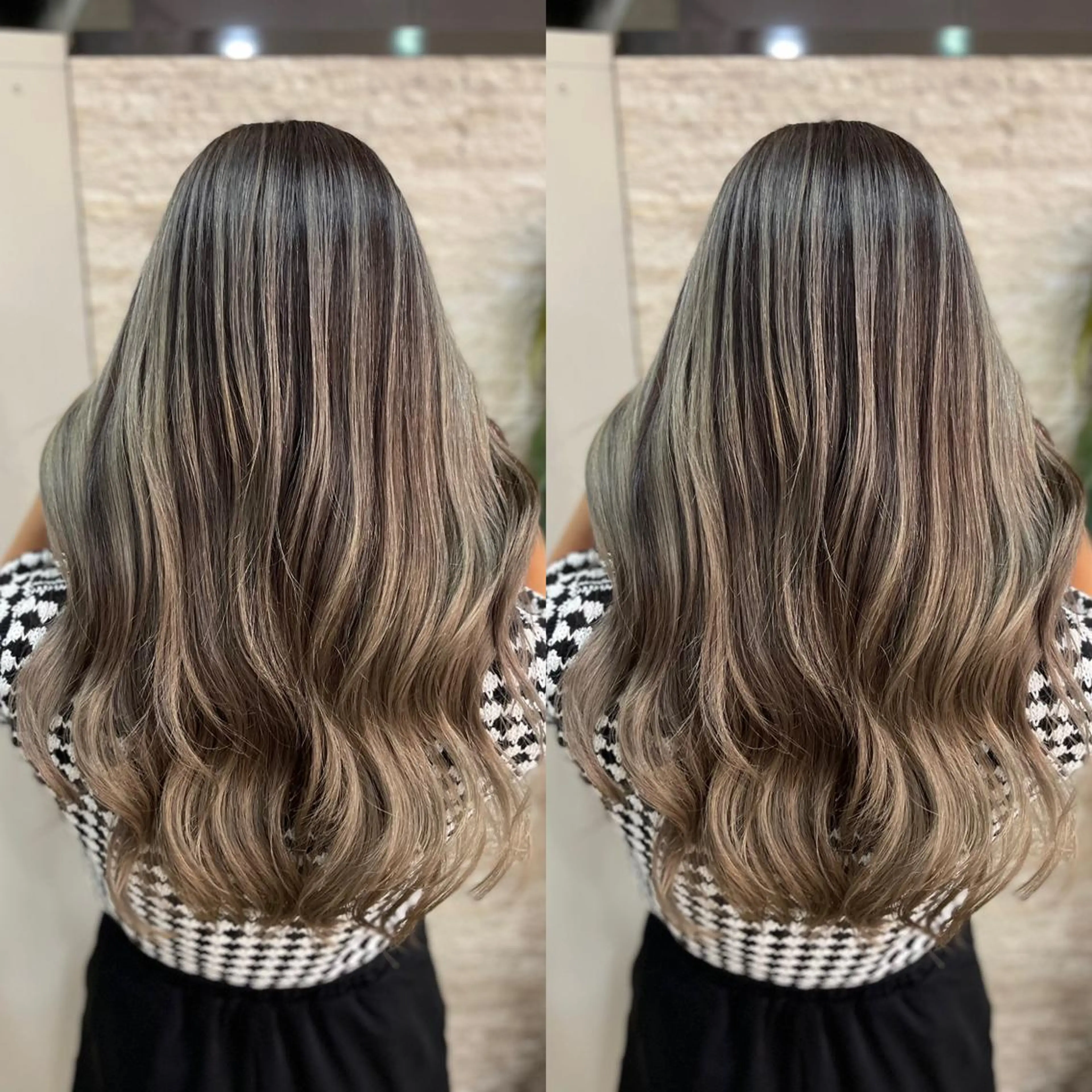 セミロング カット ヘアカラー Y Uのヘアスタイル