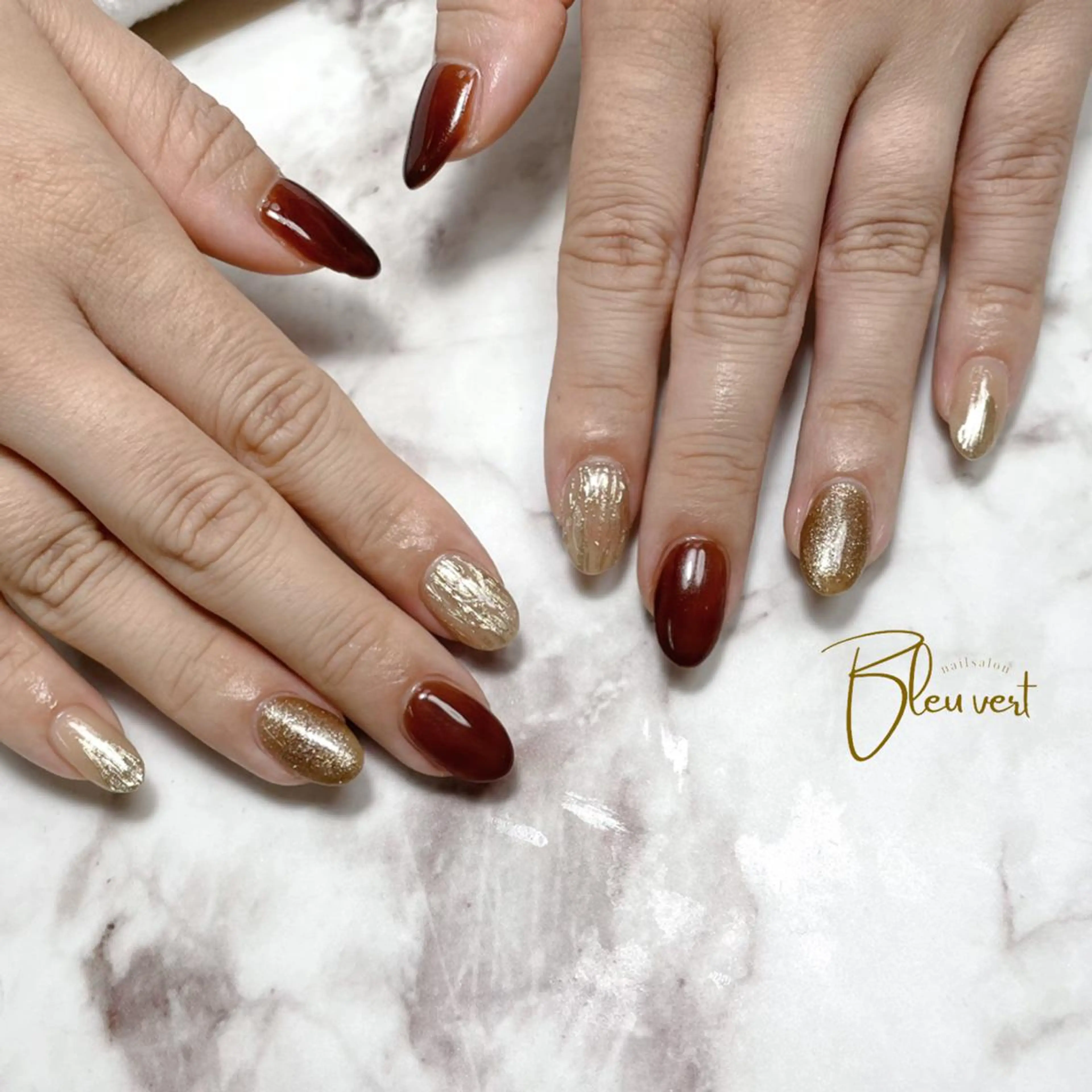 ネイル ブラウン ニュアンスネイル 北川 愛実のネイルデザイン