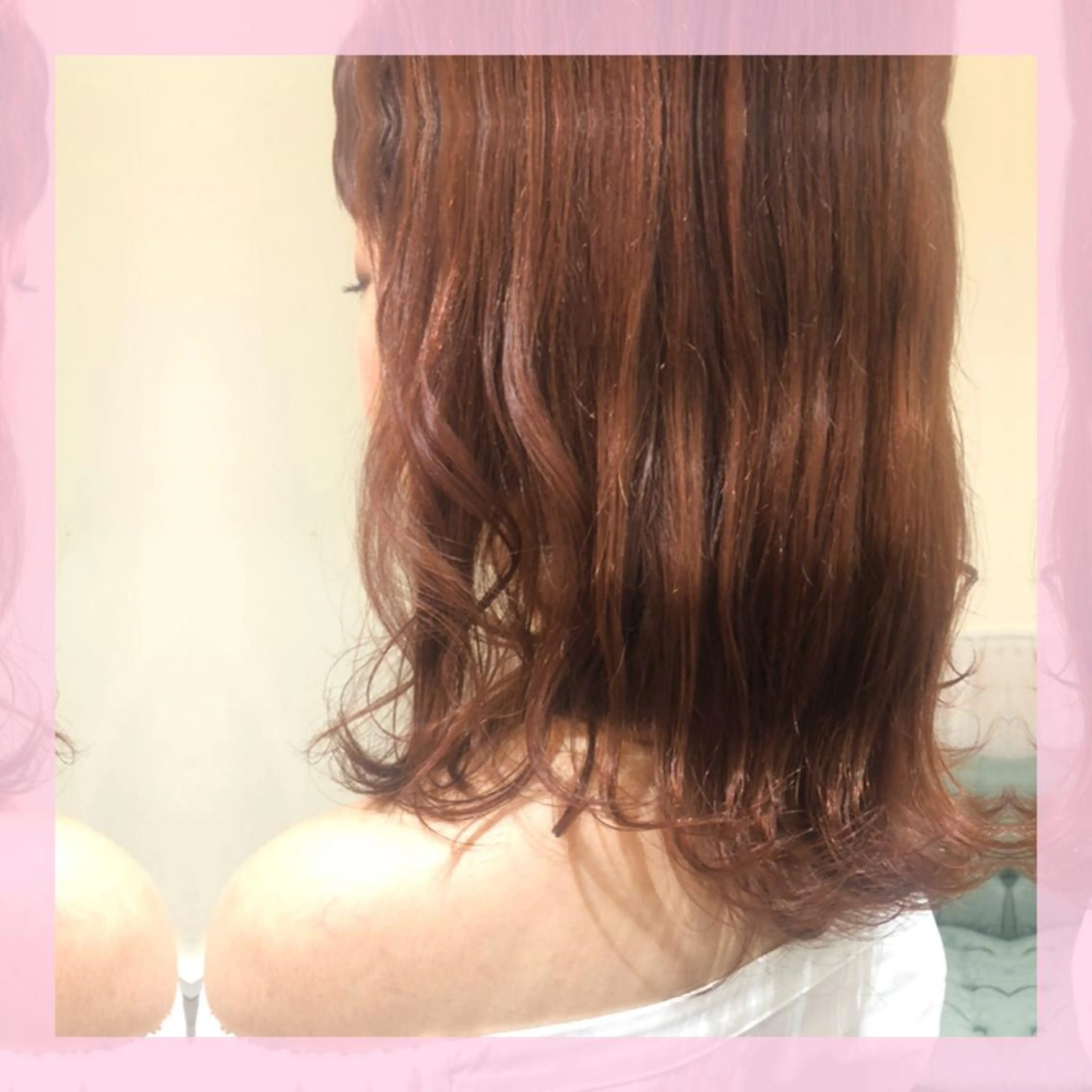 ミディアム カラー オレンジ ピンクカラー カット ヘアカラー トリートメント 🍒前川 🍒のヘアスタイル