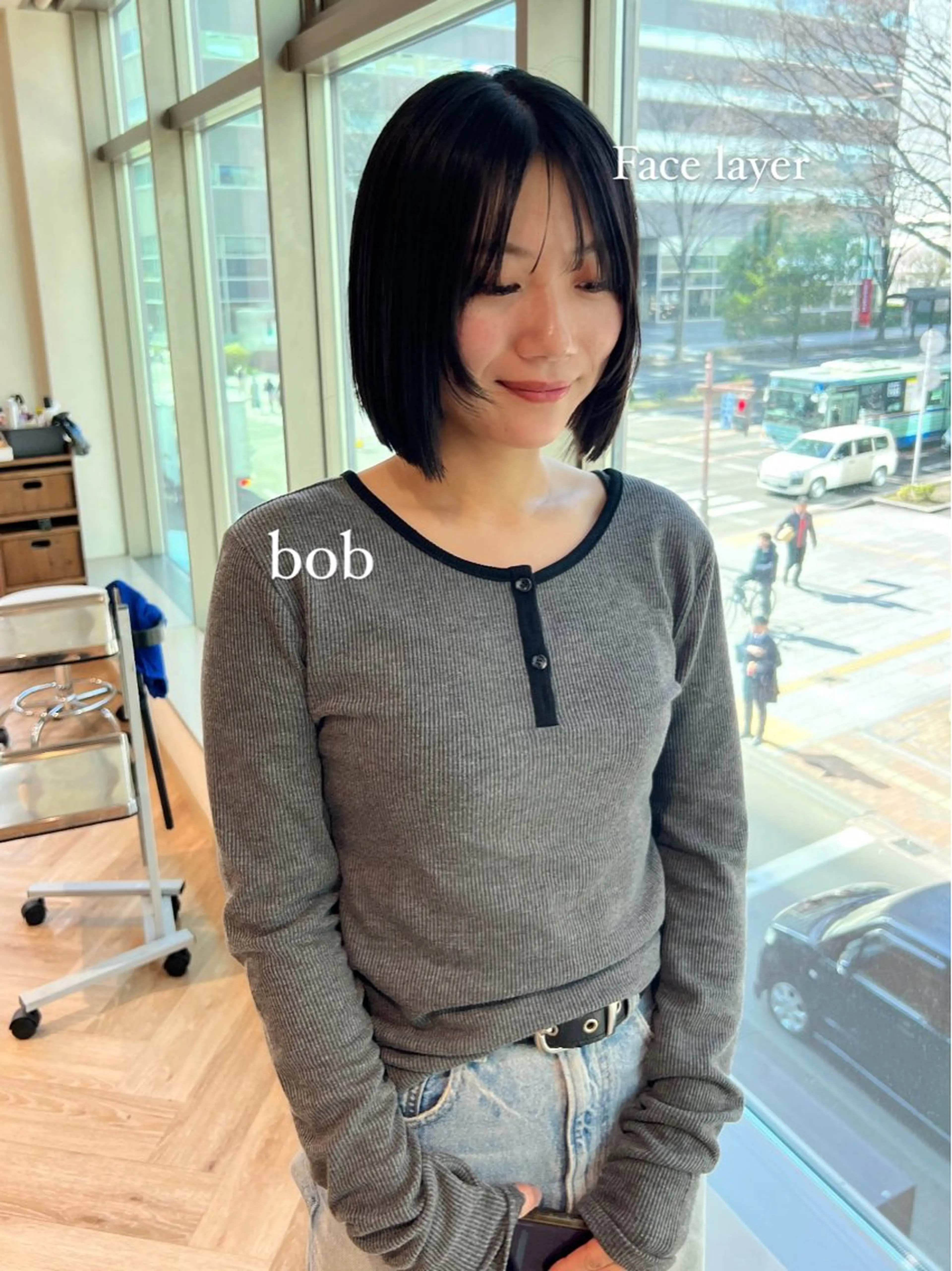 ショート ボブ 顔周りカット レイヤーカット 加納千華 /ボブ/ぱつっとボブのヘアスタイル