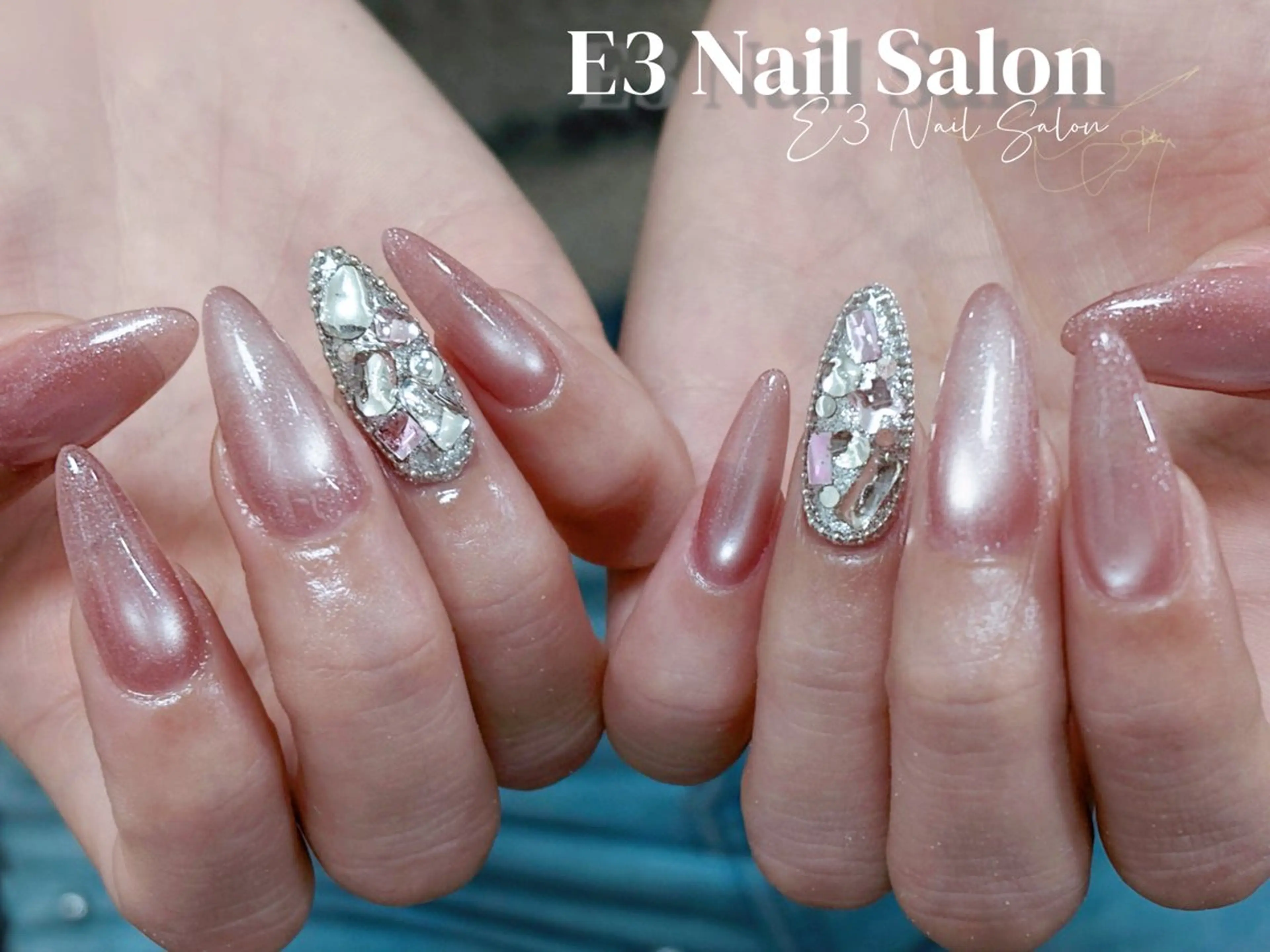 ネイル 桜ネイル フレンチネイル ジェルネイル ガラスフレンチ グラデーション ハンドネイル E3 Nail Salonのネイルデザイン