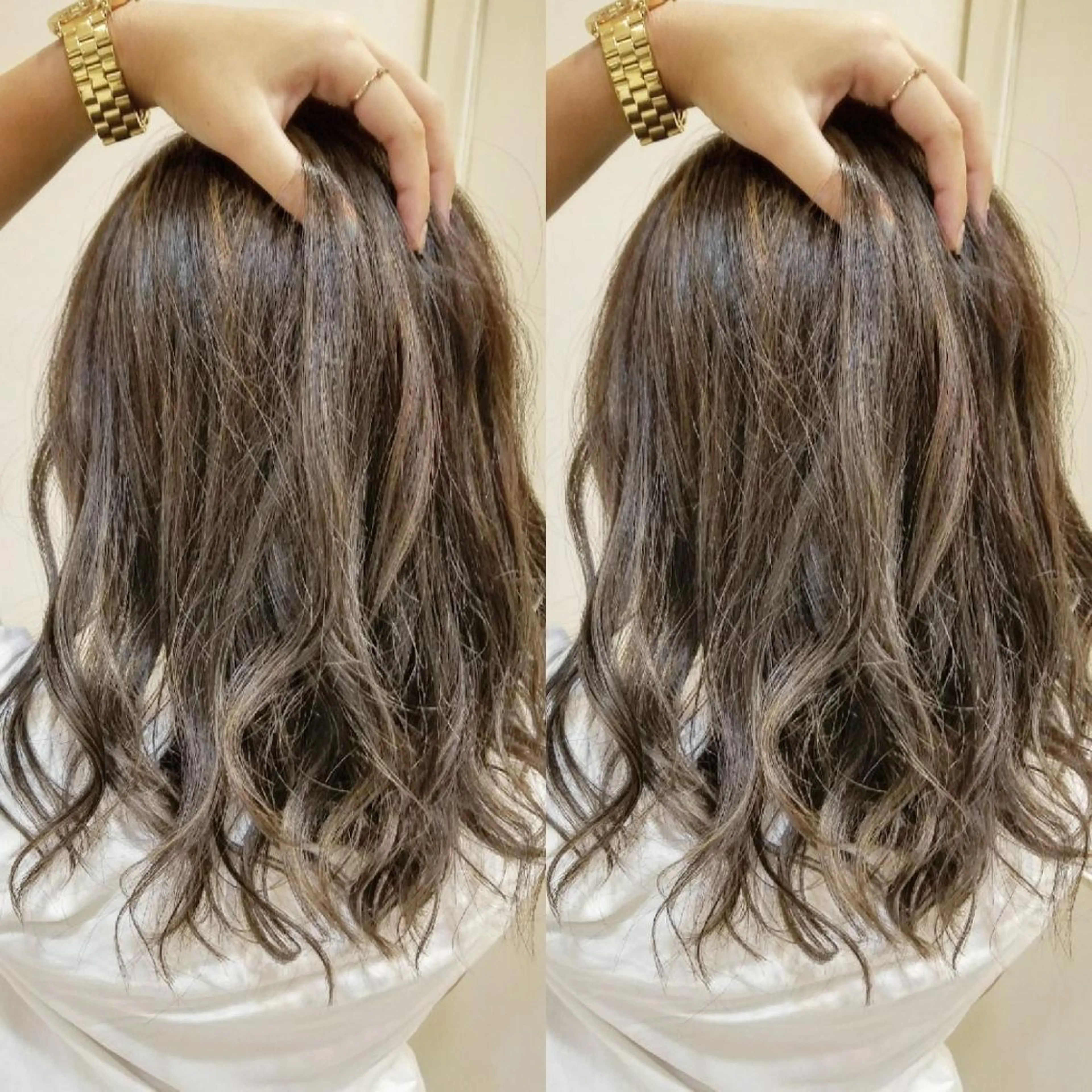 セミロング カラー アッシュ ベージュカラー ハイライトカラー 3Dハイライト ハイライト ブリーチ・ハイトーン 特化🎉内山のヘアスタイル