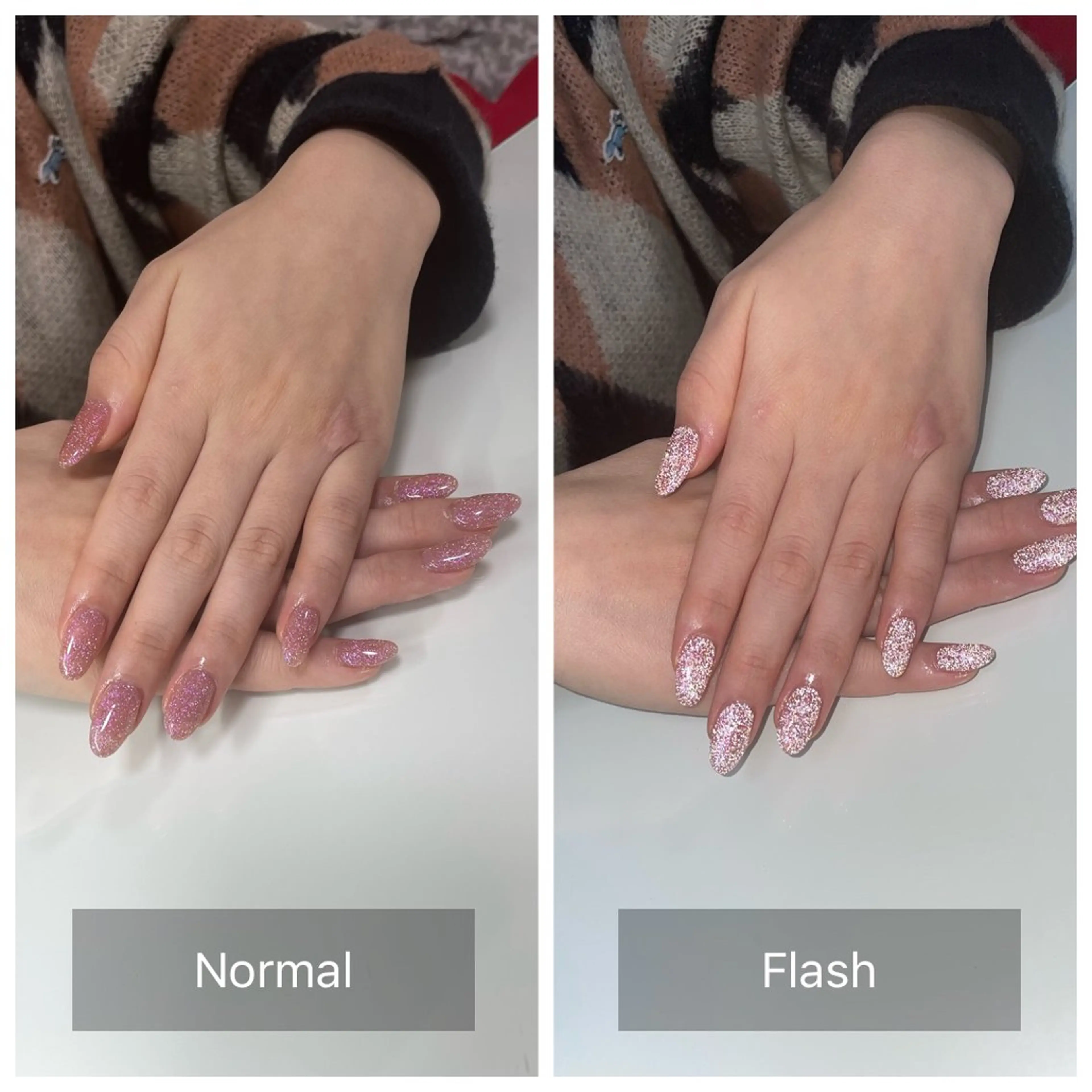 ネイル アートネイル フラッシュネイル ラメ(グリッター) シルバー スクエアネイル ♡Bivi♡自爪に 優しいネイルサロンのネイルデザイン