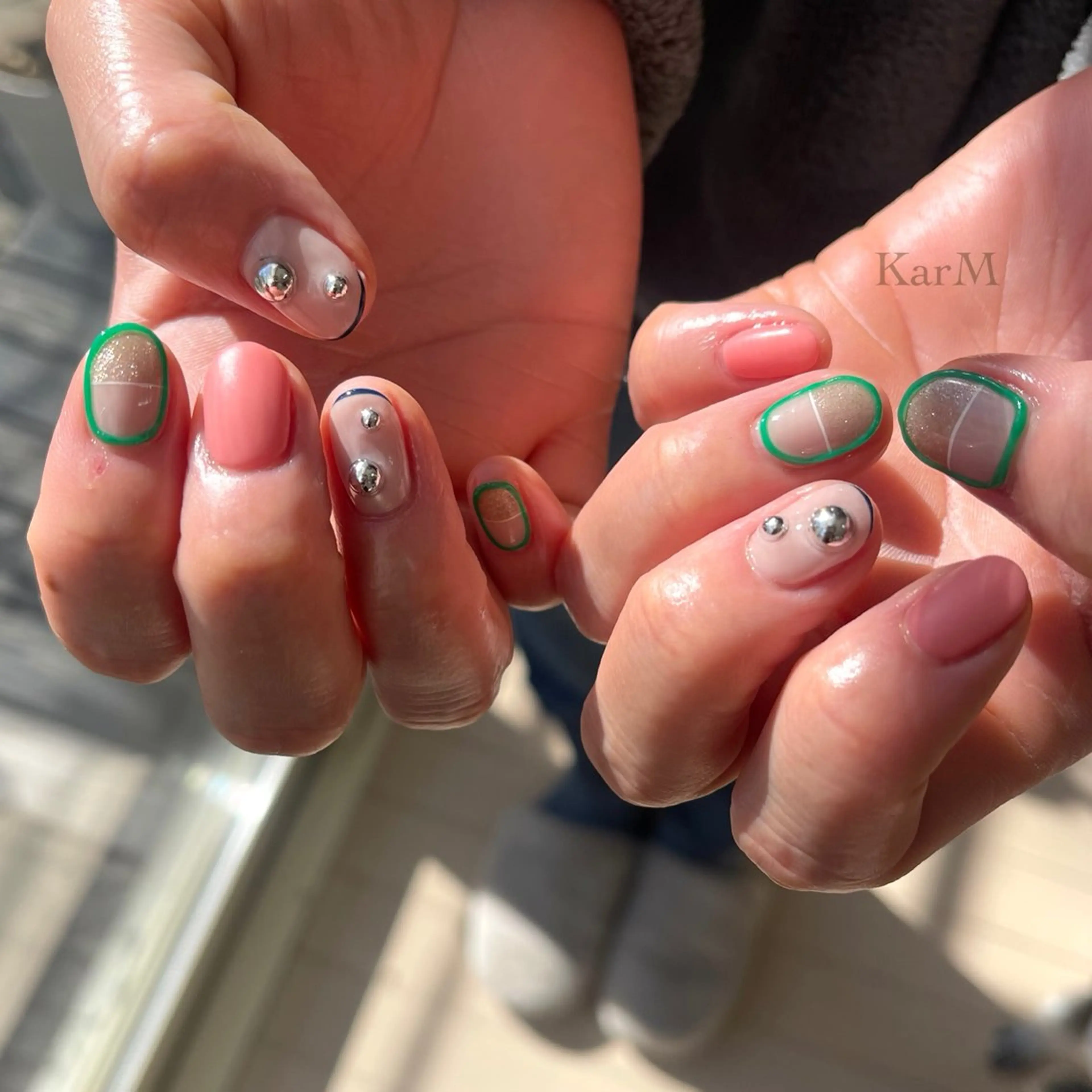 ネイル オーロラネイル チークネイル フラッシュネイル フレンチネイル グラデーション ハンドネイル ogino karinのネイルデザイン