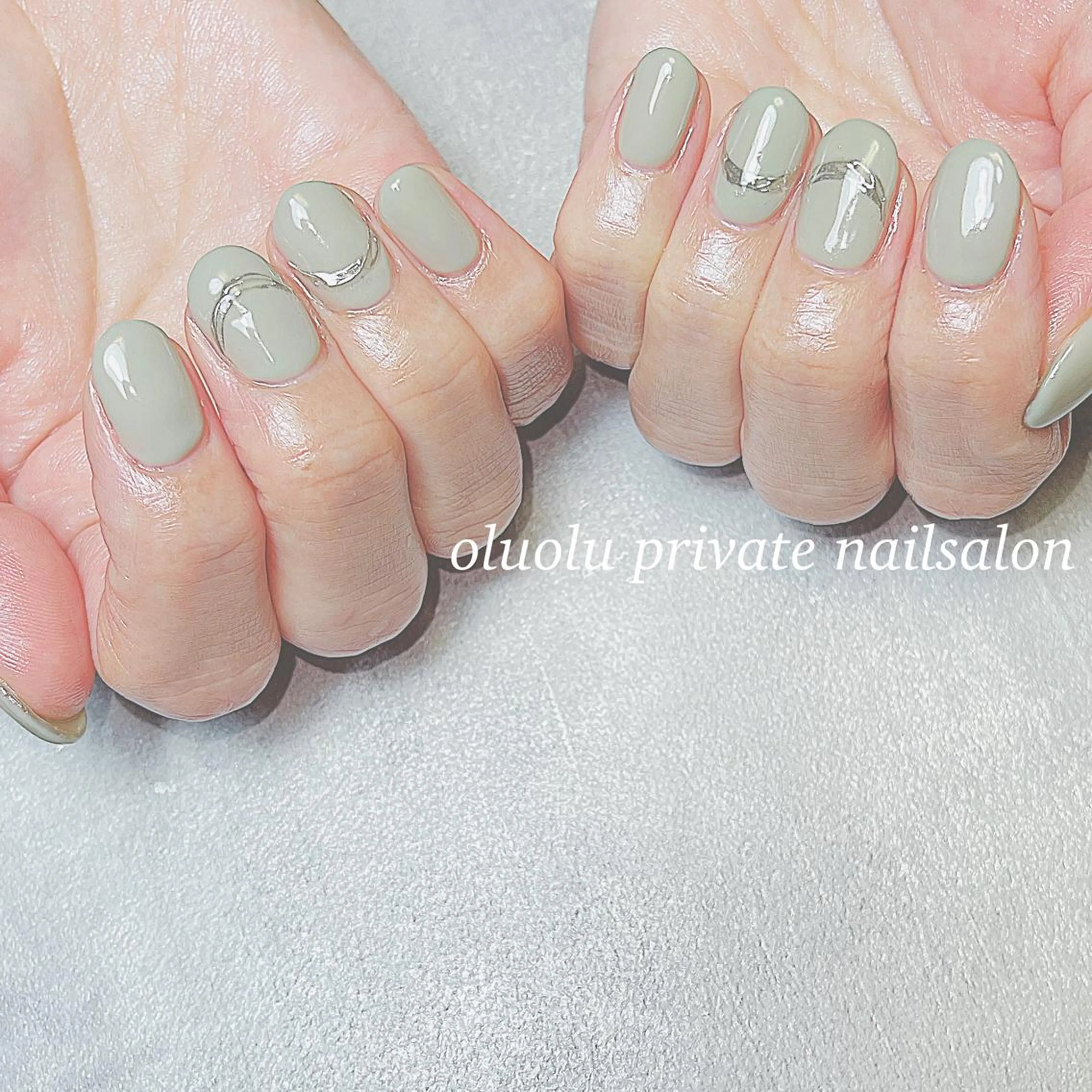 ネイル アートネイル フットネイル ジェルネイル グリーン ミラーネイル 大村 紬華のネイルデザイン