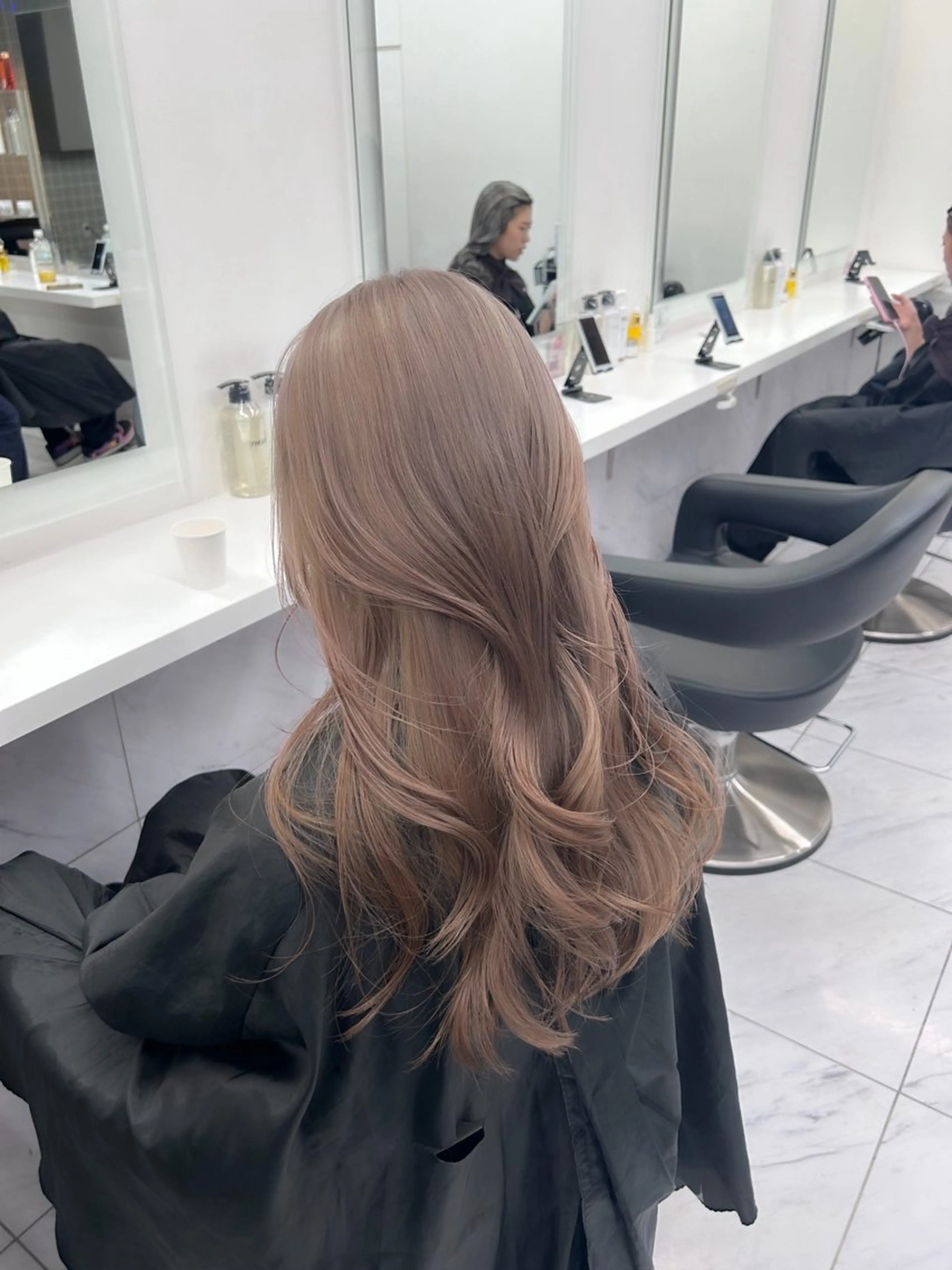 ロング カラー パーマ ヘアアレンジ メンズ キッズ ブリーチなしカラー/ ブラウン/レイヤーのヘアスタイル