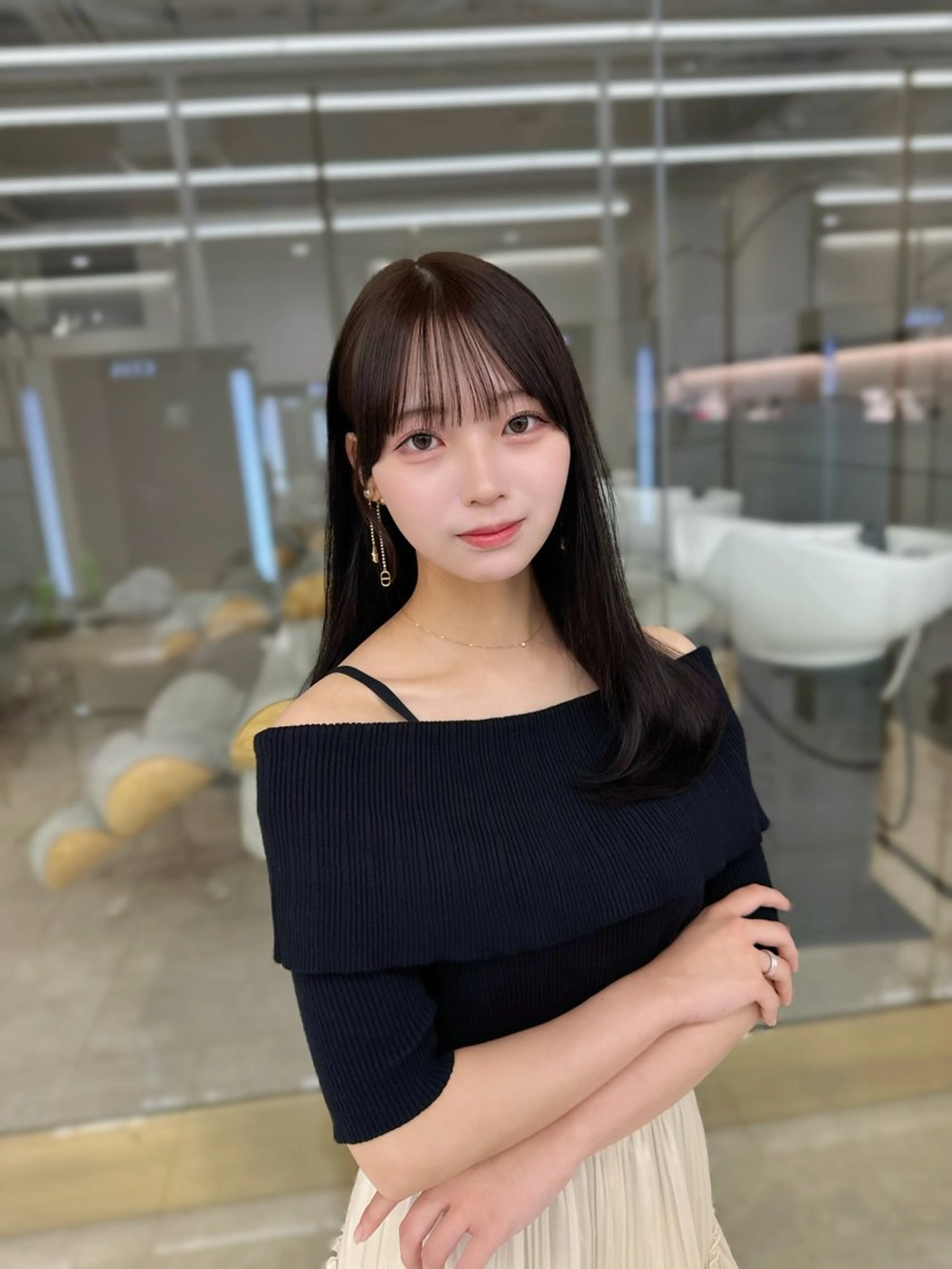 セミロング カラー カット ヘアカラー トリートメント COA GINZA 空也/前髪/顔まわりのヘアスタイル