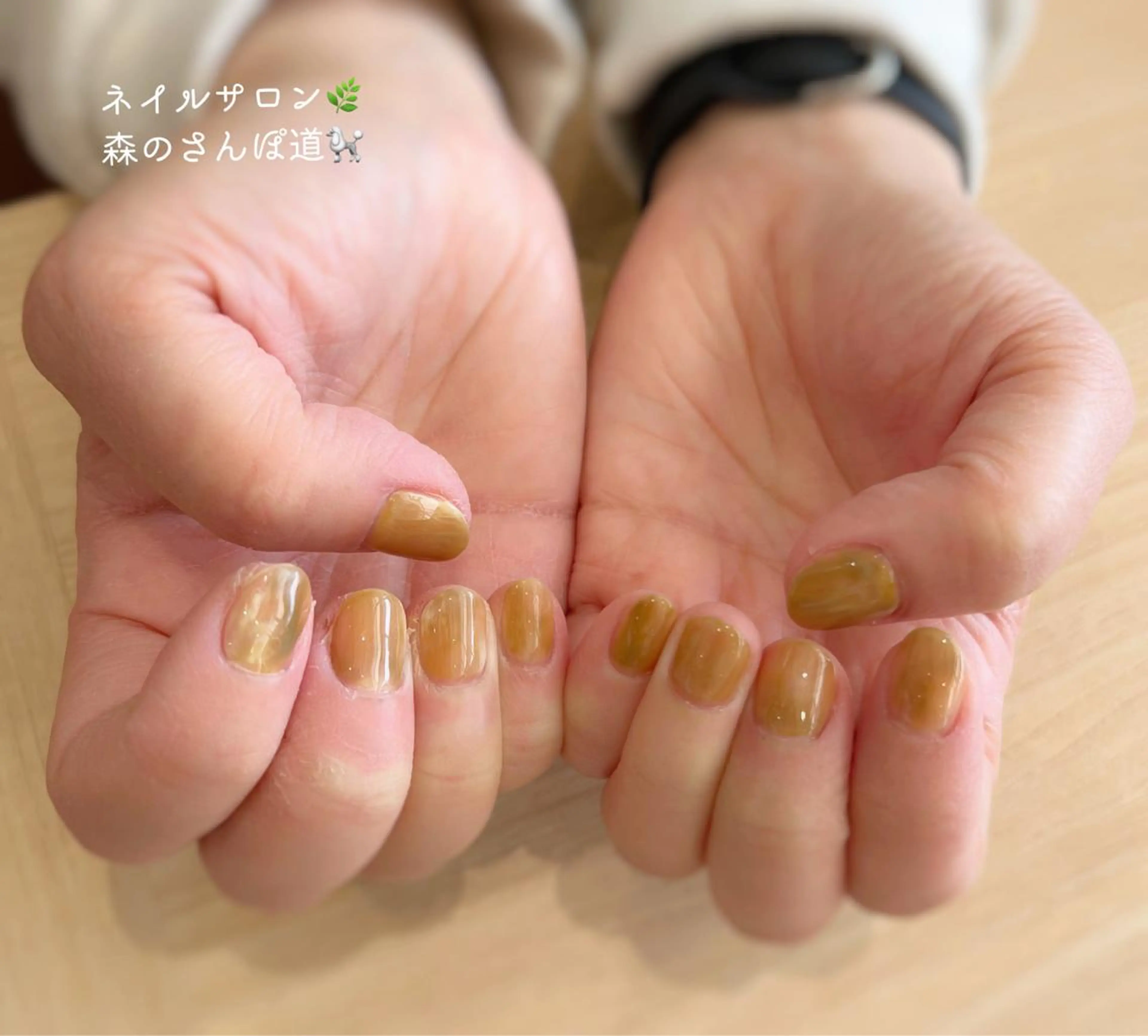 ネイル ハンドネイル ショートネイル 森のさんぽ道のネイルデザイン