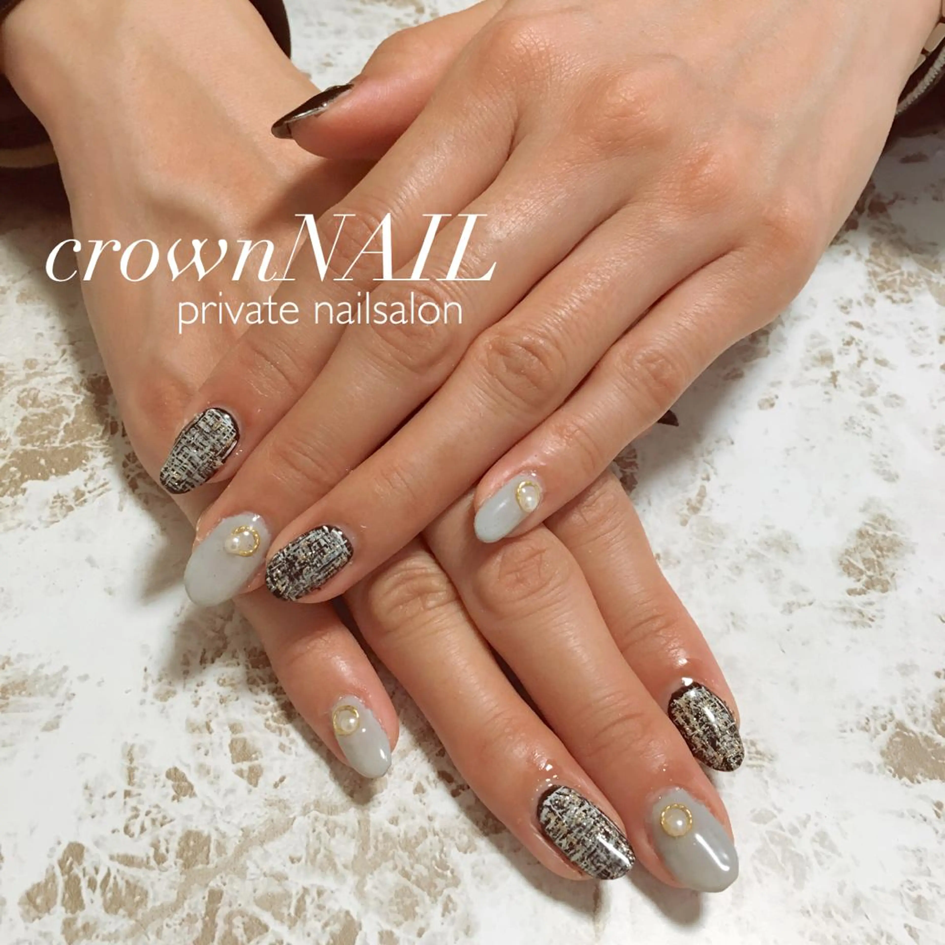 キッズ ネイル 長さ出し シンプルネイル ツイードネイル ensowa✱laf NAILのネイルデザイン