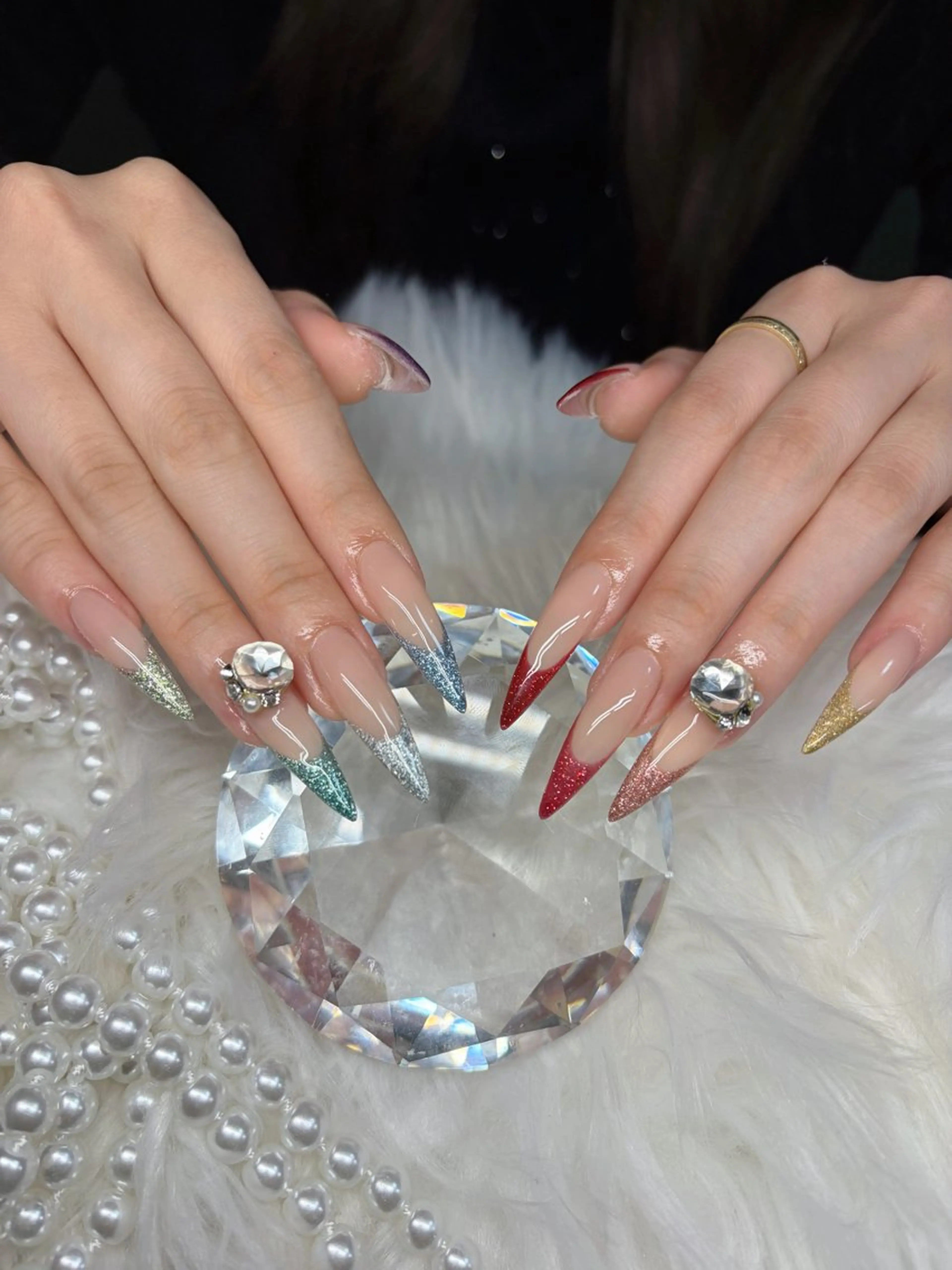 ネイル アートネイル オーロラネイル チークネイル 長さ出し フットネイル ハンドネイル Chan nailsのネイルデザイン