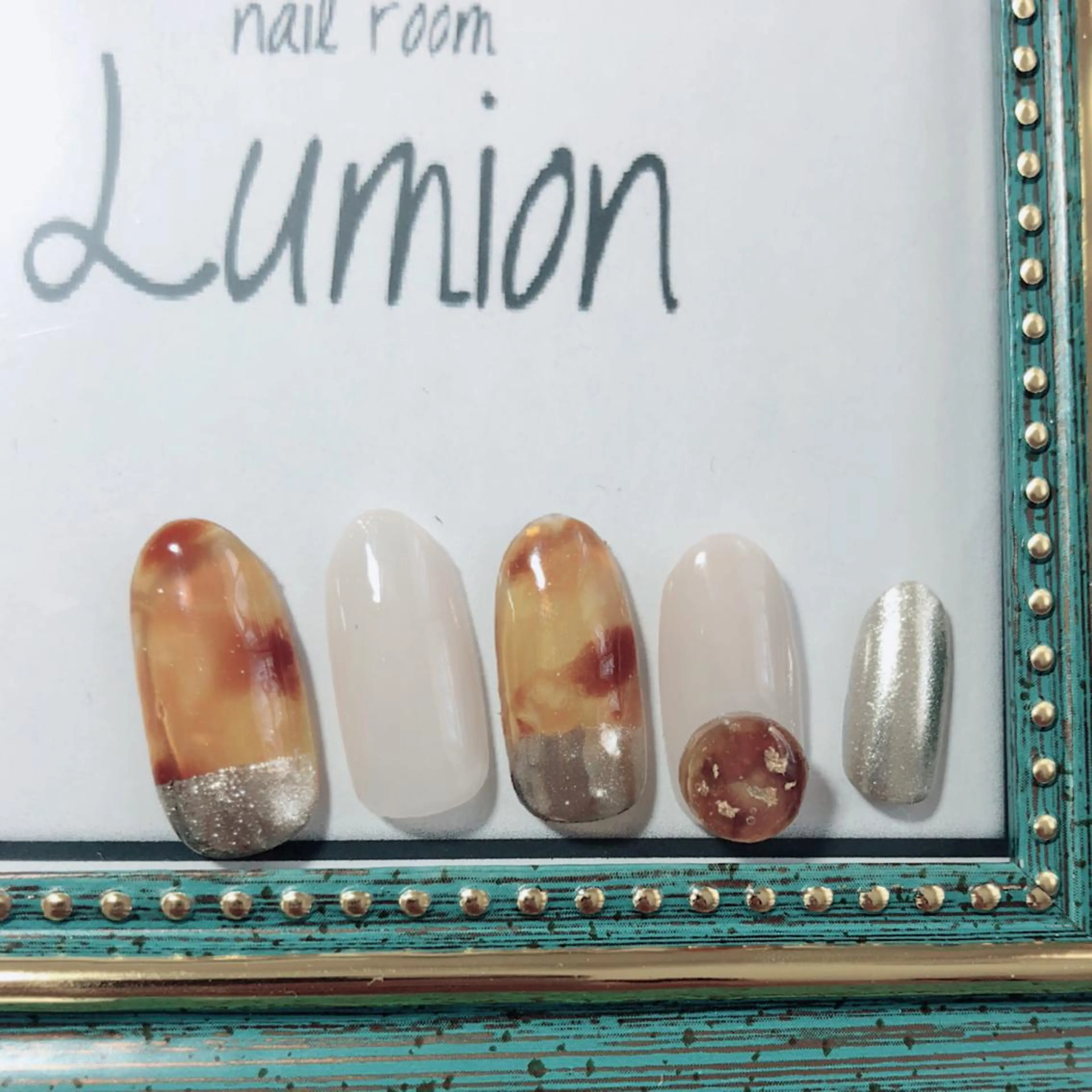 ネイル べっ甲ネイル ミラーネイル ハンドネイル nailroom Lumionのネイルデザイン
