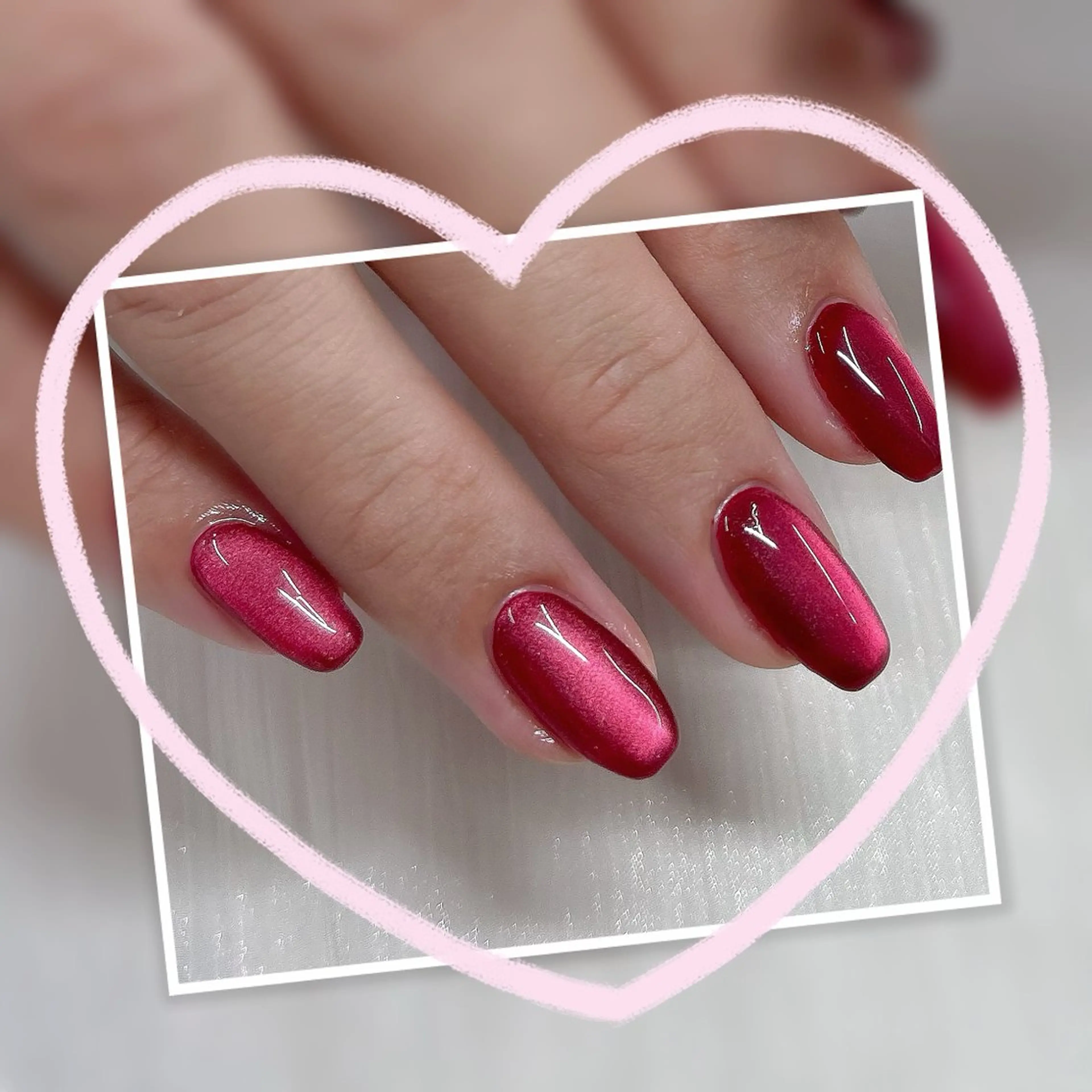 ネイル マグネットネイル 赤色 ハンドネイル キャンアイドレッシー 新小岩のネイルデザイン