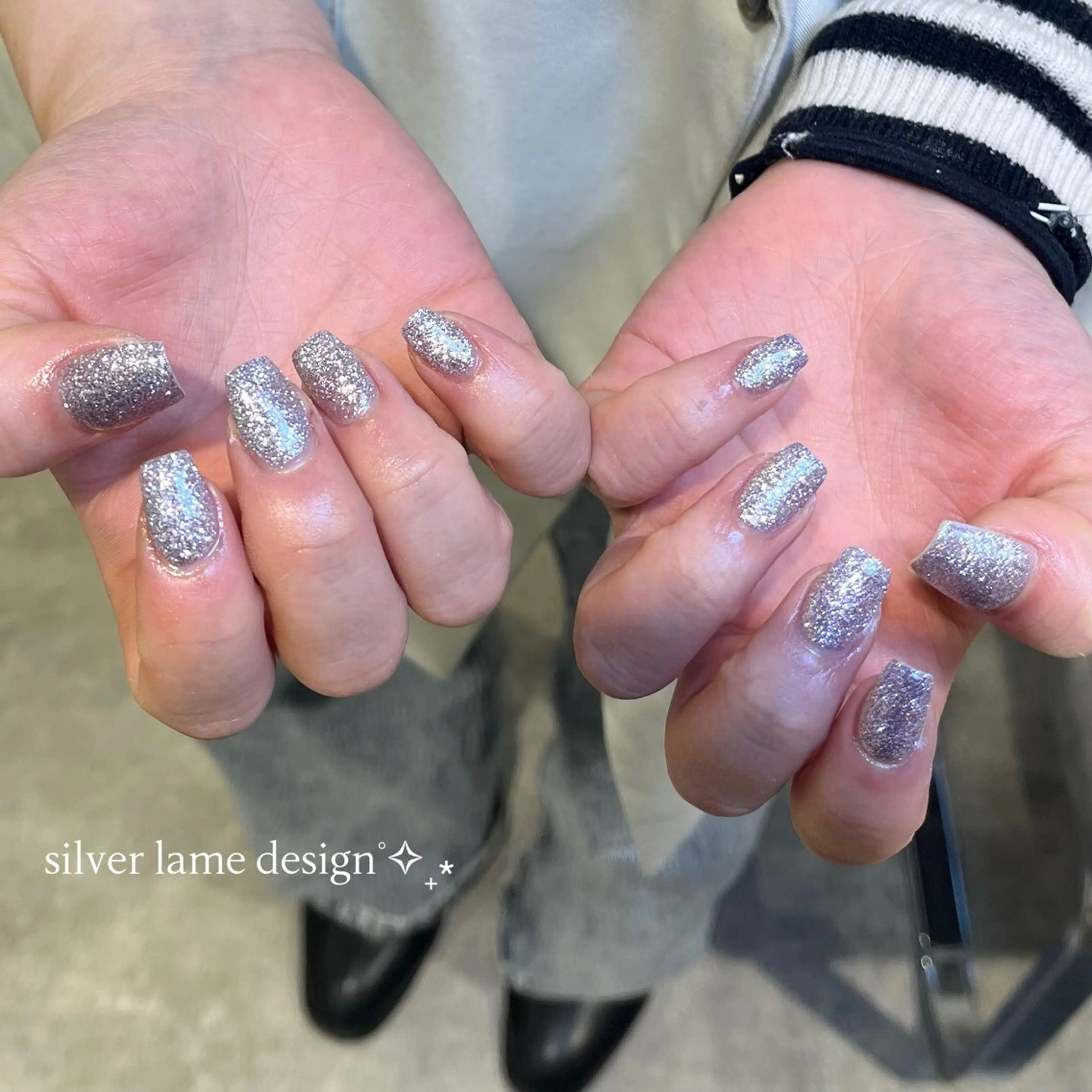 ネイル ラメ(グリッター) ピンク シルバー ハンドネイル Zen Neo / SEINA🎀のネイルデザイン