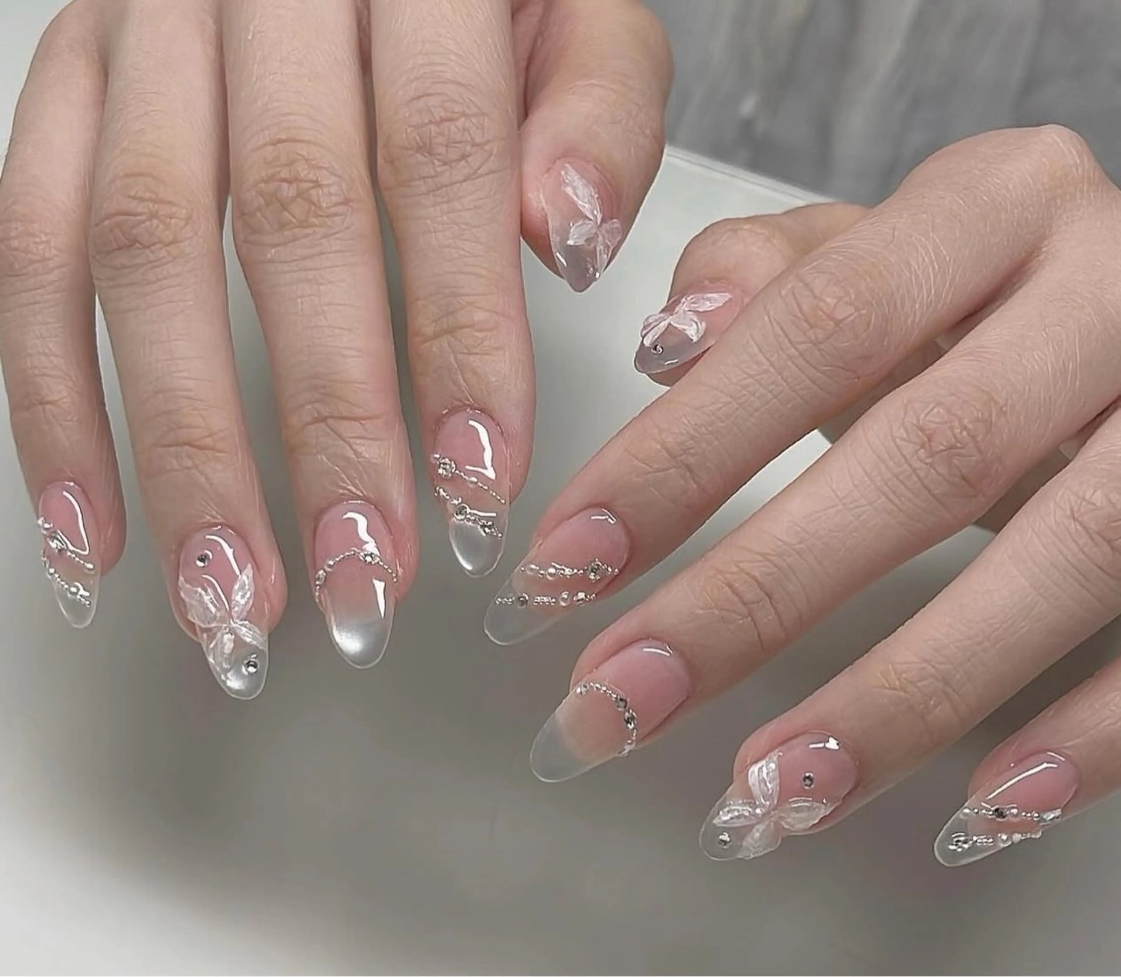 ネイル 韓国ネイル 持ち込み ニュアンスネイル ネイルチップ ハンドネイル TABI ANA.CHUOのネイルデザイン