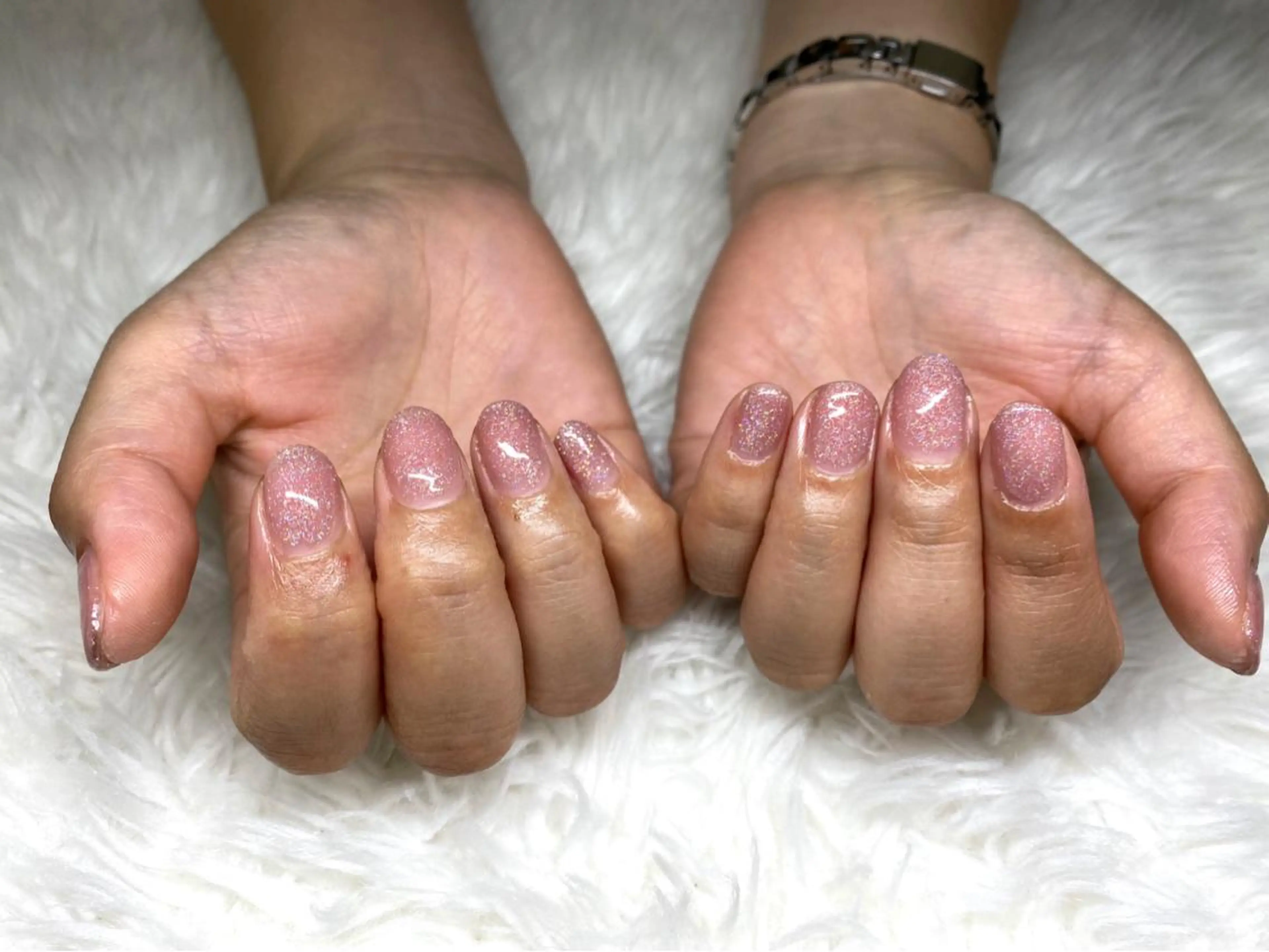 ネイル ラメ(グリッター) オフィスネイル ワンカラーネイル ピンク シンプルネイル ViMORE あやのネイルデザイン