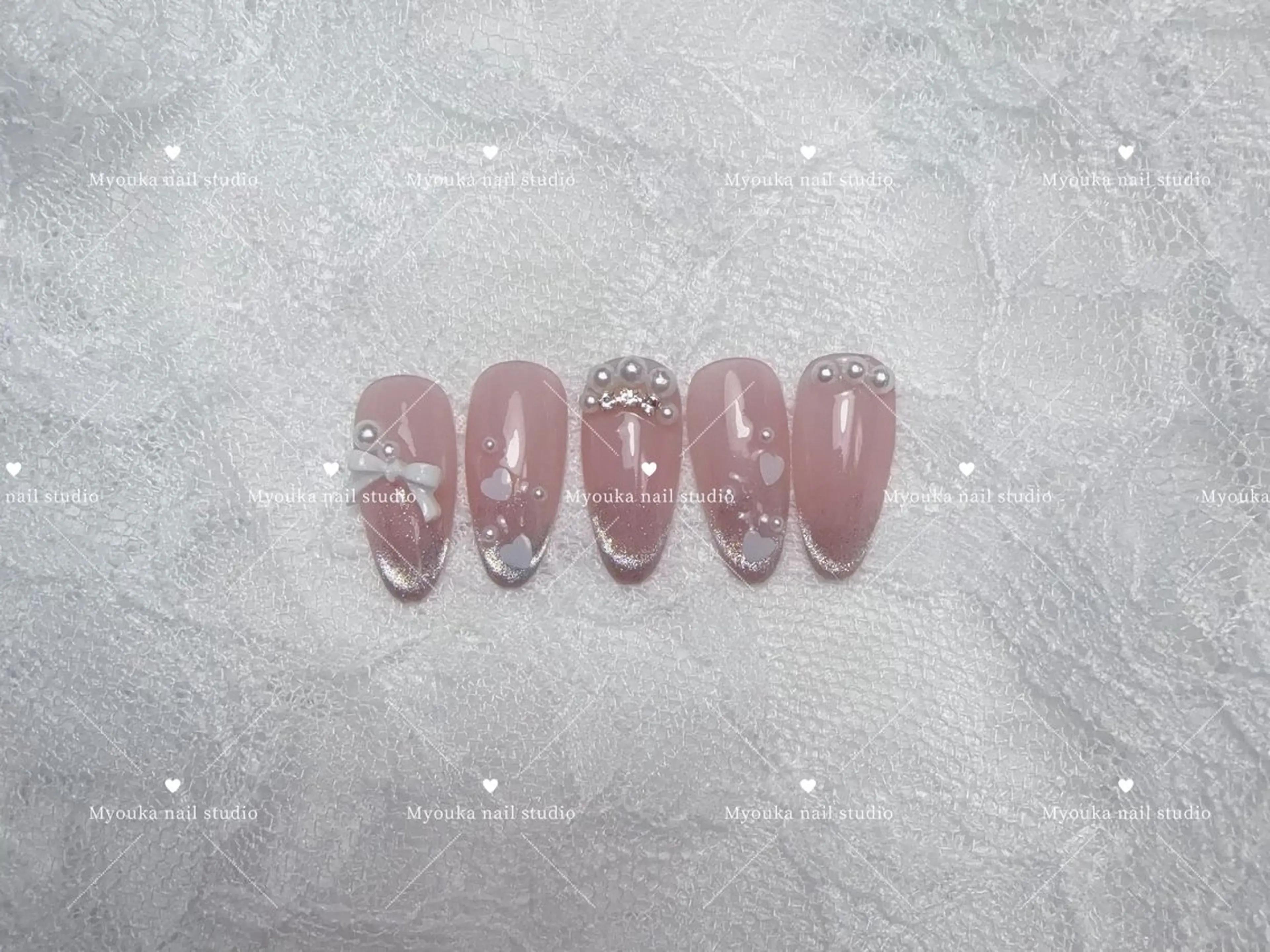 ネイル チークネイル 長さ出し フットネイル ジェルネイル グラデーション ハンドネイル Myouka 板橋区大山駅前店のネイルデザイン