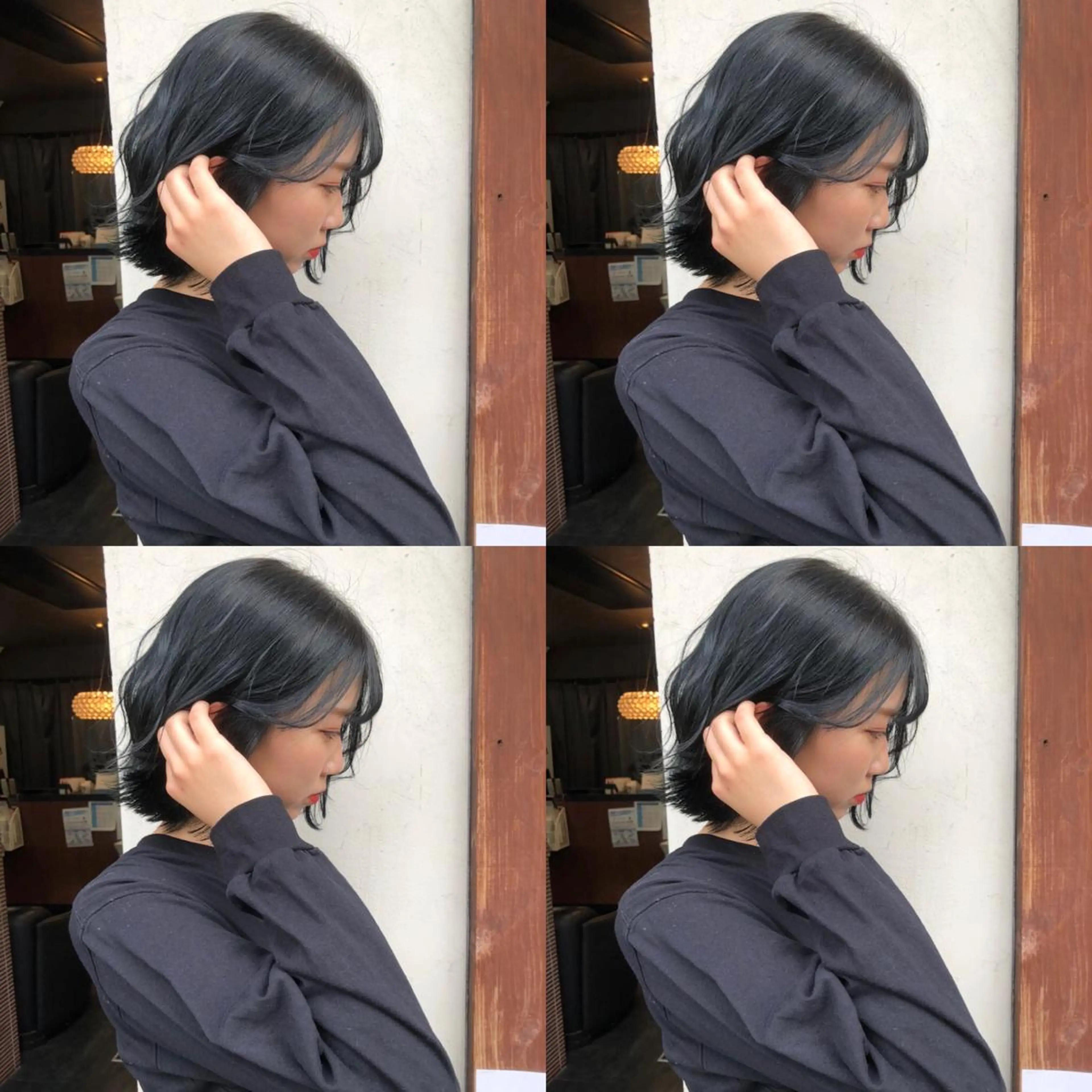 ショート カラー ブリーチ ネイビーカラー あさだ しゅうたろうのヘアスタイル