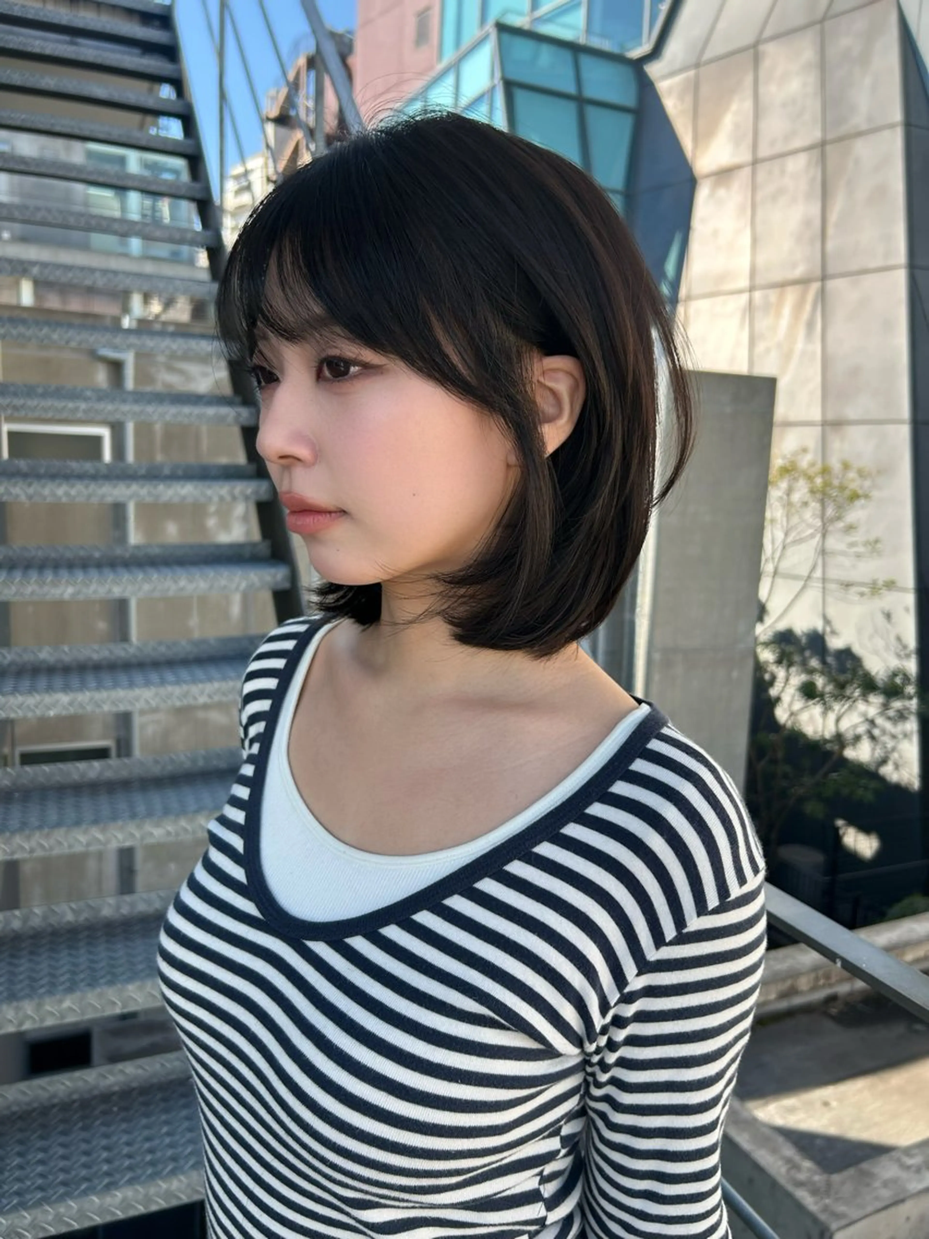 ショート カラー ボブレイヤー ボブ レイヤーカット カット ヘアカラー 韓国ボブ/レイヤー ボブ/ EMIRIのヘアスタイル