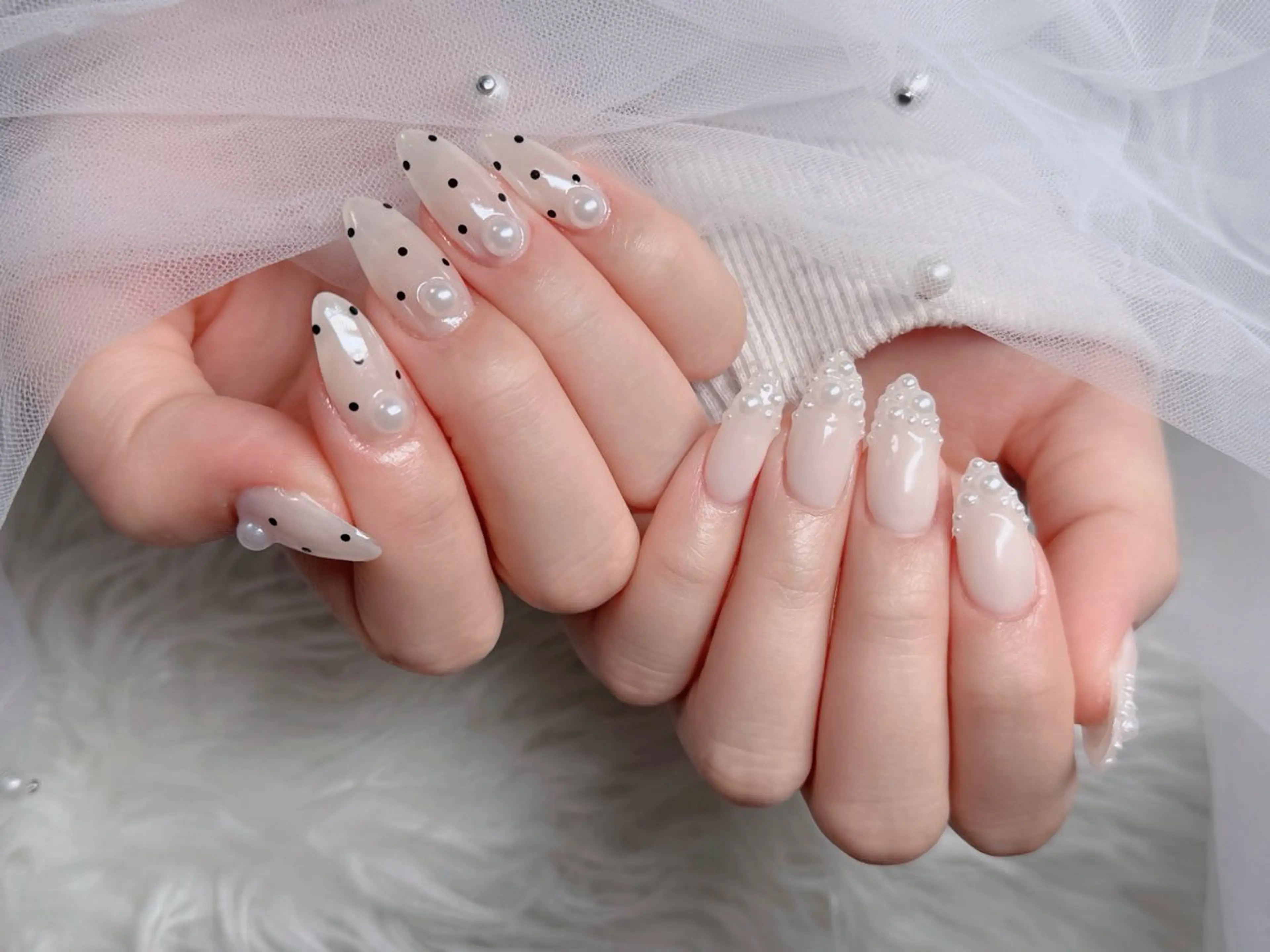 ネイル アートネイル ボルドー フレンチネイル ジェルネイル 氷ネイル・うるうるネイル ハンドネイル H.baby Nail Salonのネイルデザイン