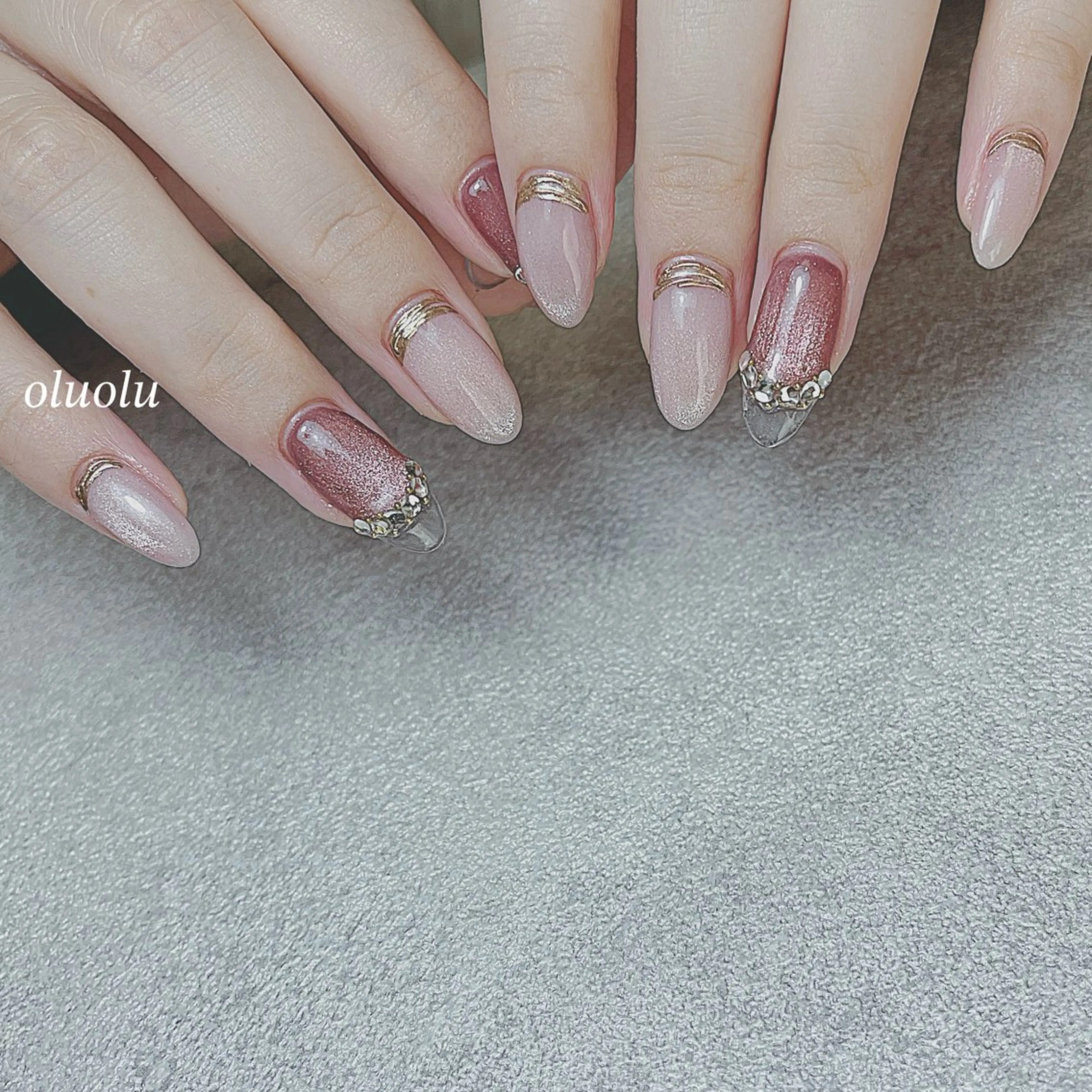 ネイル アートネイル クリアネイル 成人式 フレンチネイル マグネットネイル ハンドネイル 大村 紬華のネイルデザイン