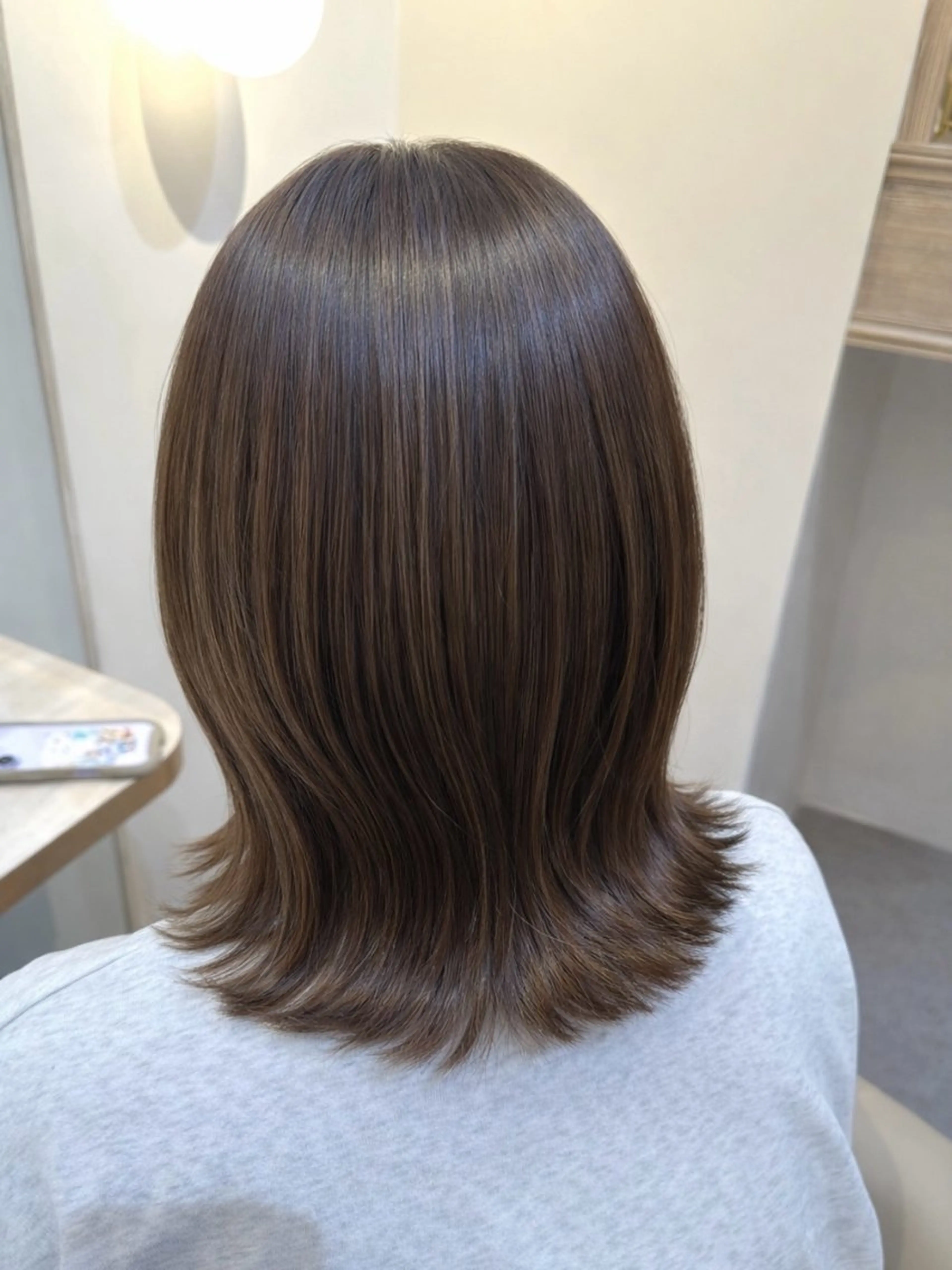 ミディアム アッシュ ボブ くびれヘア 髪質改善 カット ヘアカラー トリートメント 髪質改善/縮毛矯正 🌻momokaのヘアスタイル