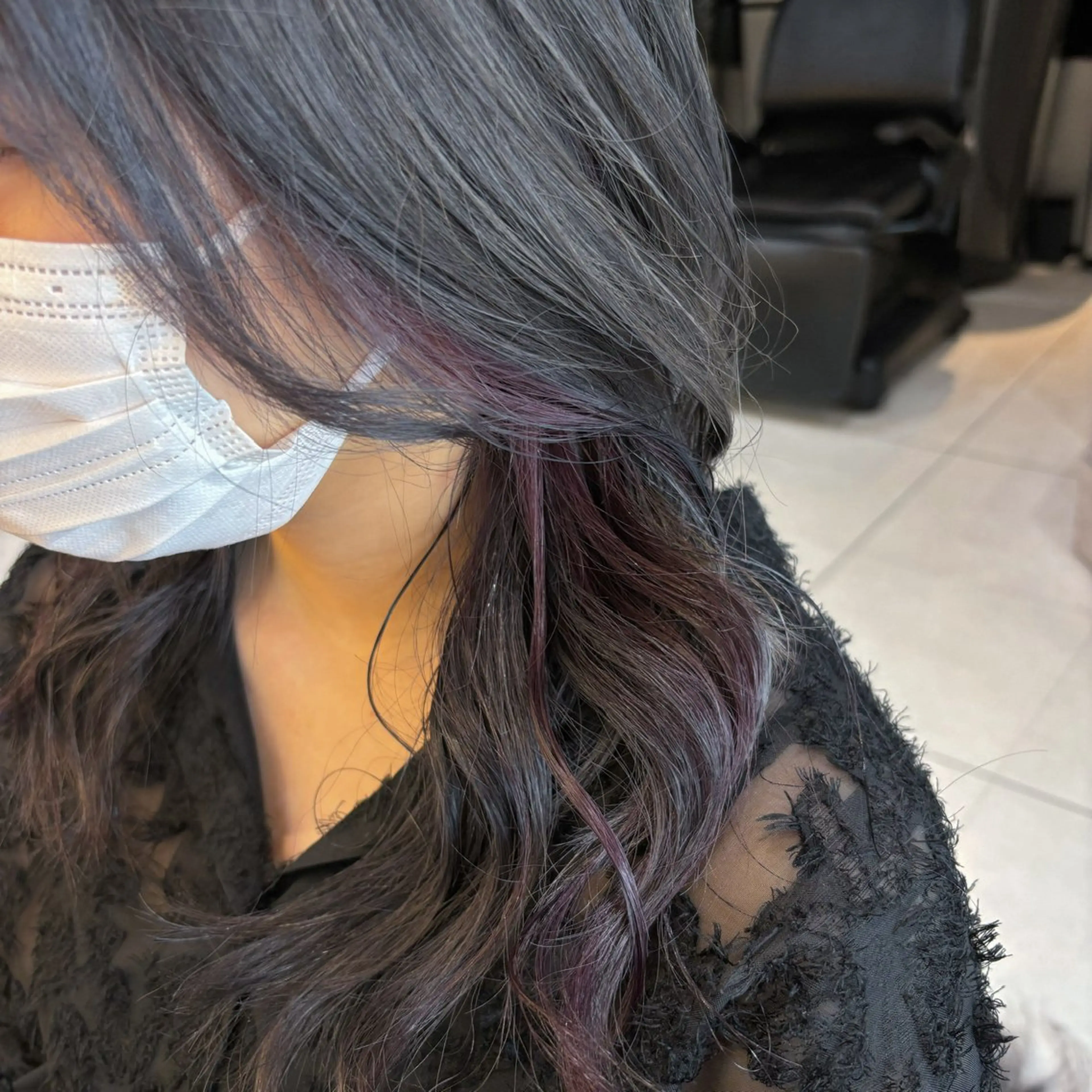 セミロング カラー デザインカラー グレージュ インナーカラー カット ヘアカラー ブリーチ/ヘアケア/ 艶髪/イギチハルのヘアスタイル