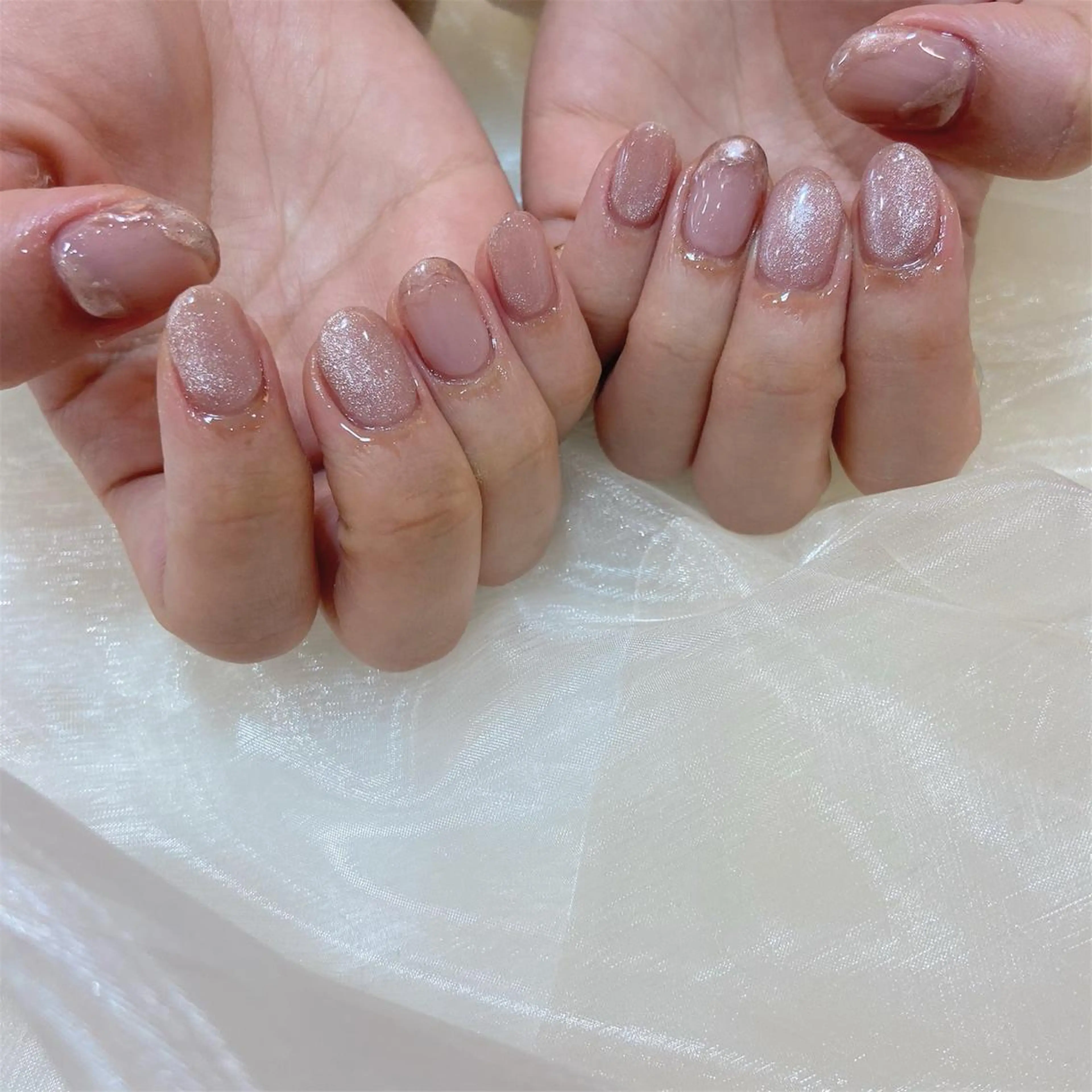 ネイル マグネットネイル ミラーネイル ピンク . .のネイルデザイン