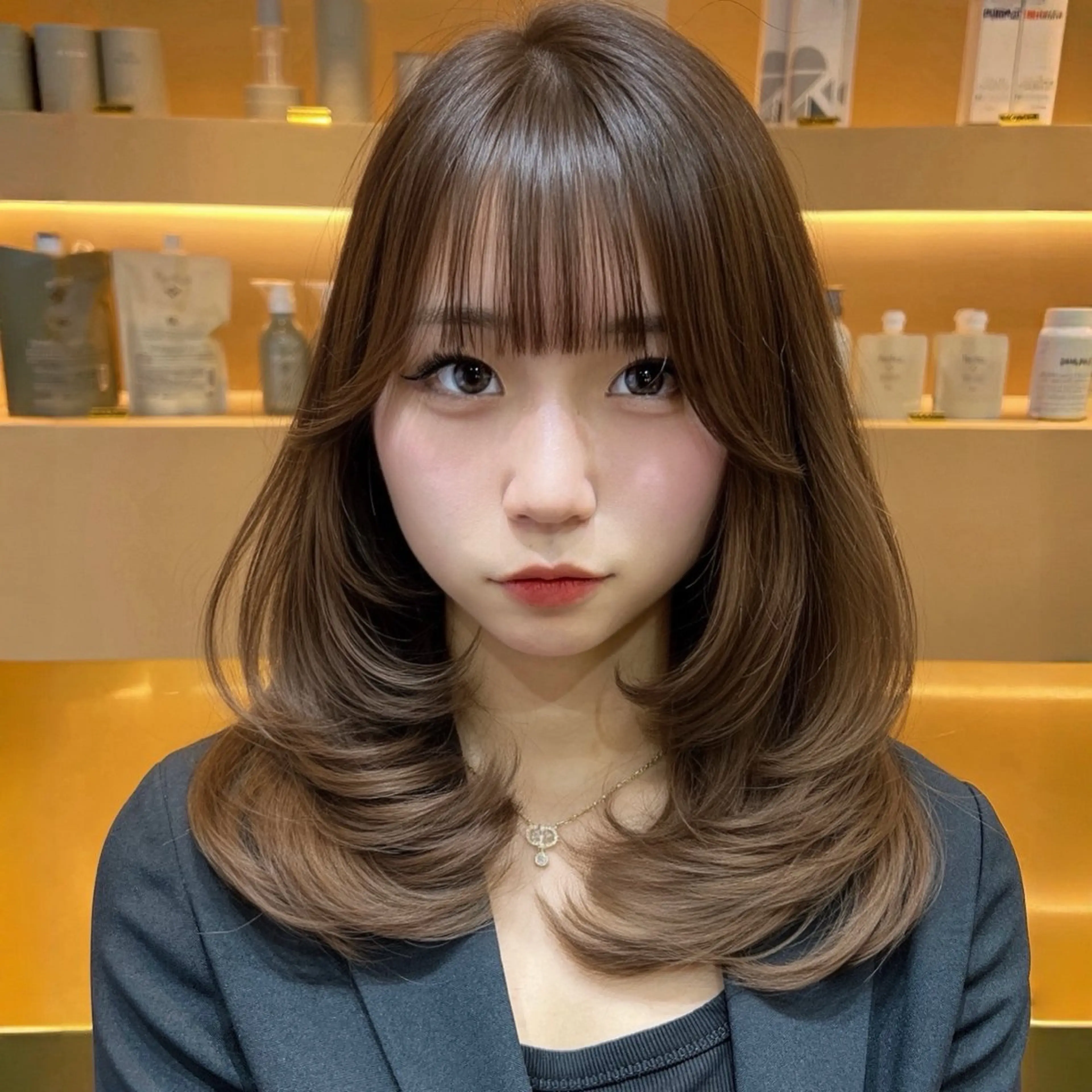 ミディアム カラー レイヤーカット カット ヘアカラー トリートメント ✨カチモリ✨レイヤー 韓国ヘア🇰🇷ゆいのヘアスタイル