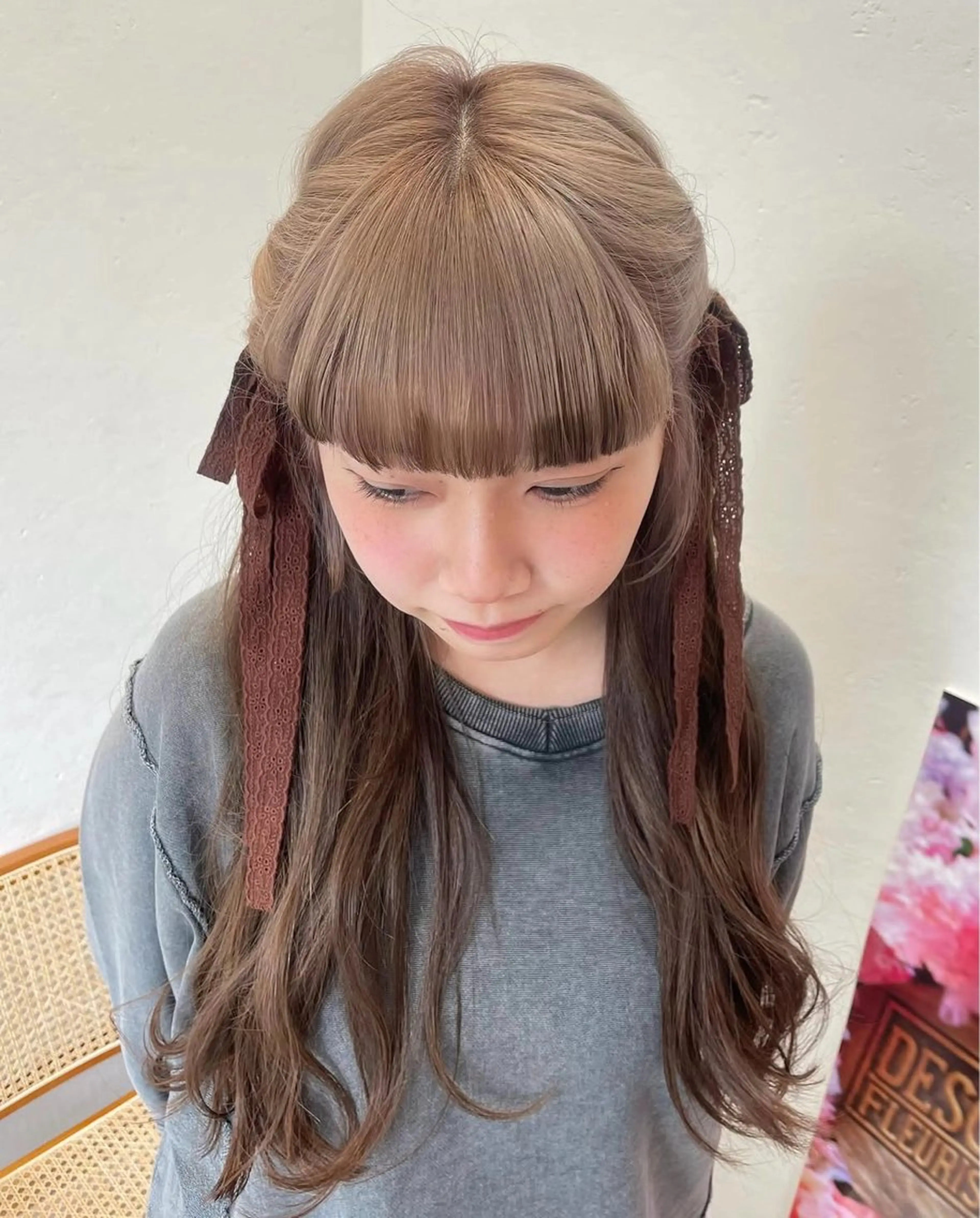 ロング カラー 透明感カラー デザインカラー 暖色系/ブリーチ/ 豊橋/ノア𝜗𝜚のヘアスタイル