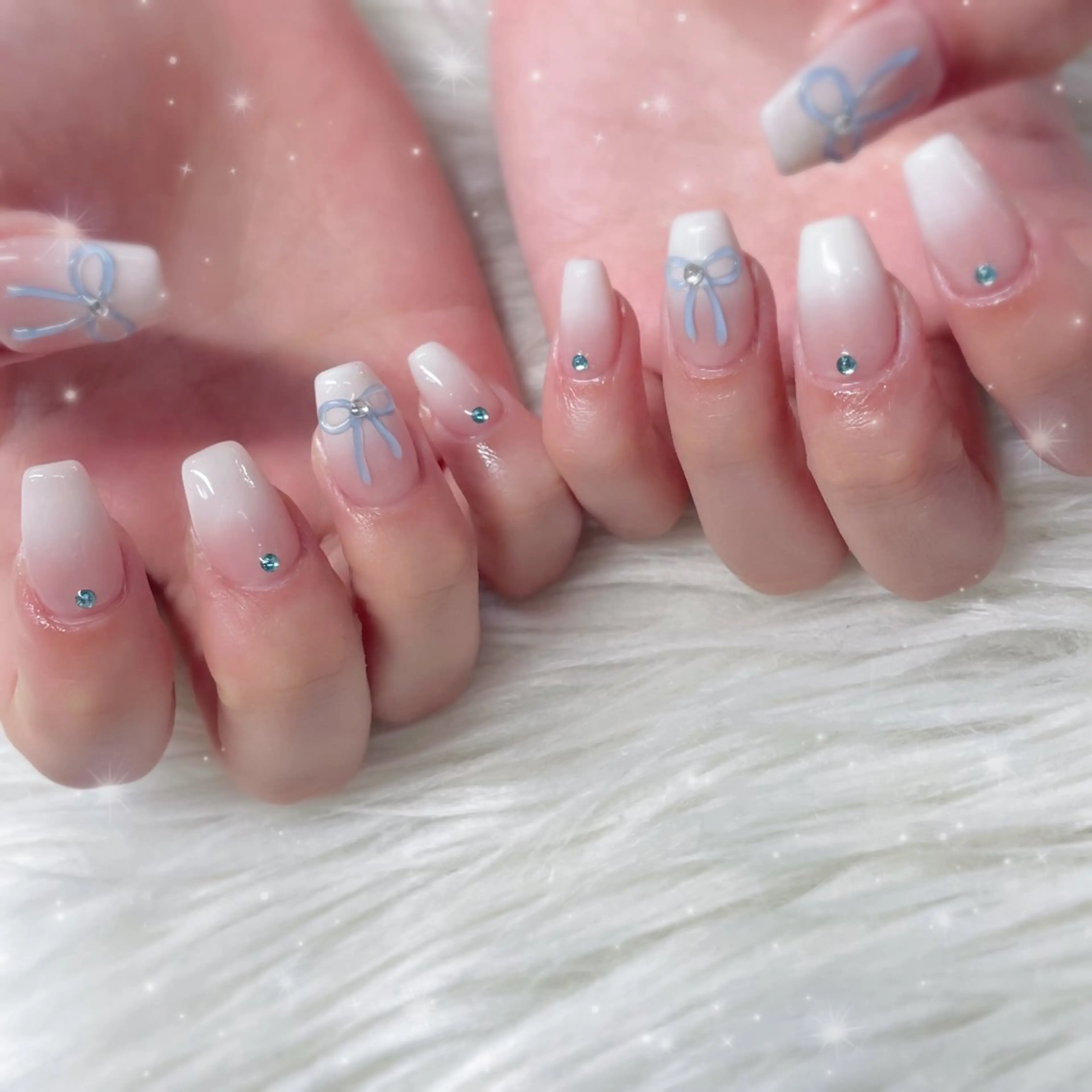 ネイル グラデーション リボン ハンドネイル 💕WOLTOKYO 池袋💕maiのネイルデザイン