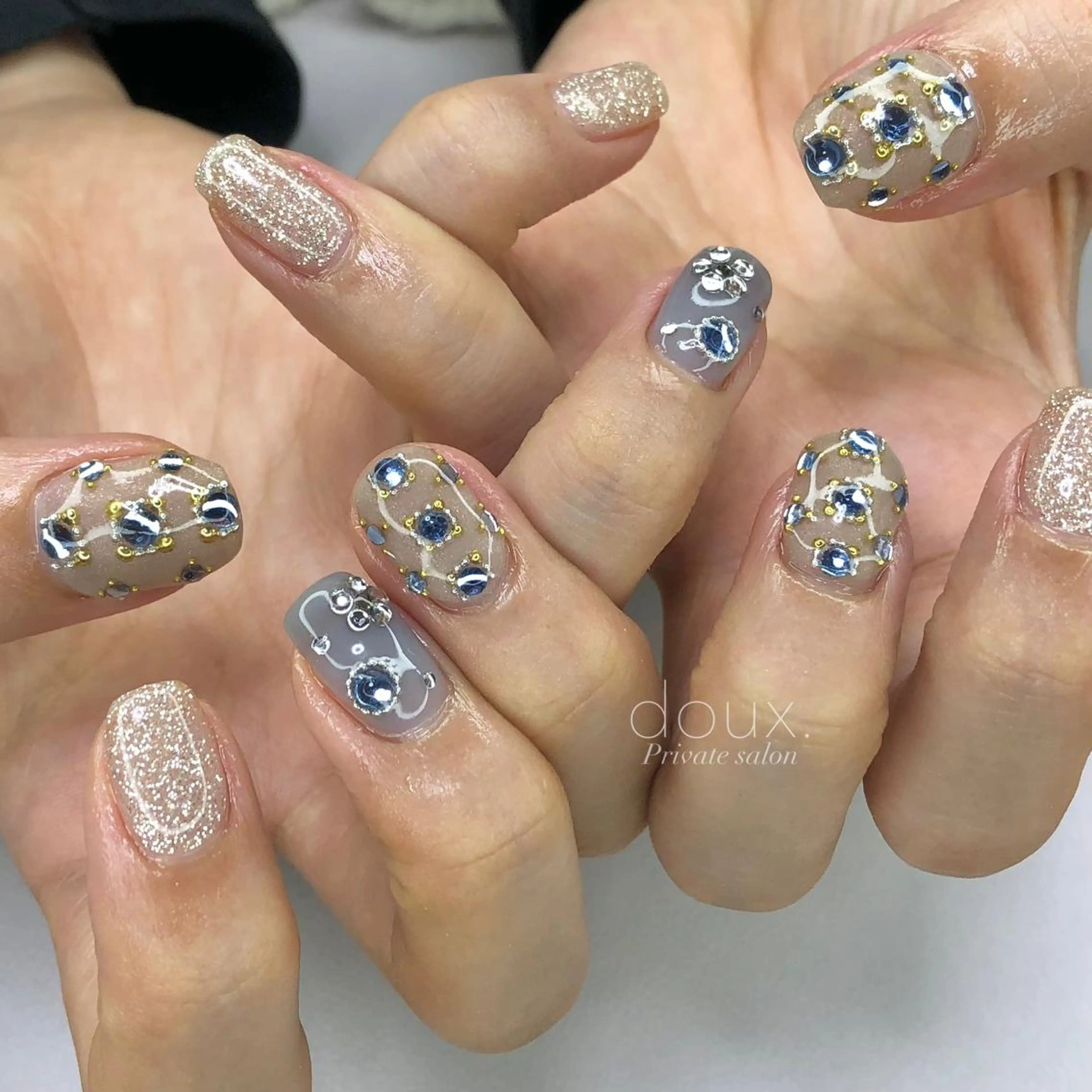 ネイル ブルー doux. nailのネイルデザイン