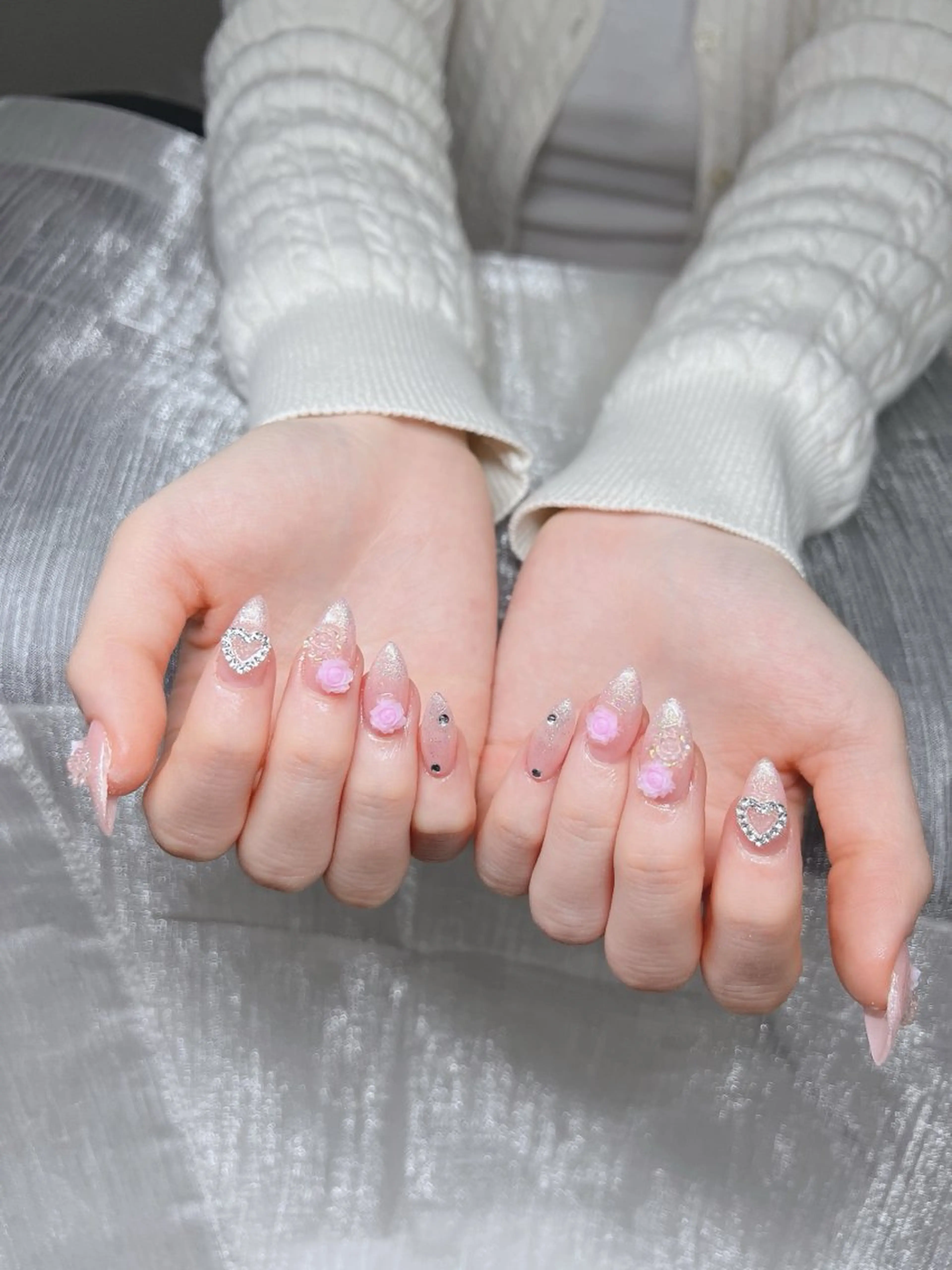 ネイル オーロラネイル チークネイル 長さ出し フットネイル フレンチネイル Lee Nails チップ長さだし専門店のネイルデザイン