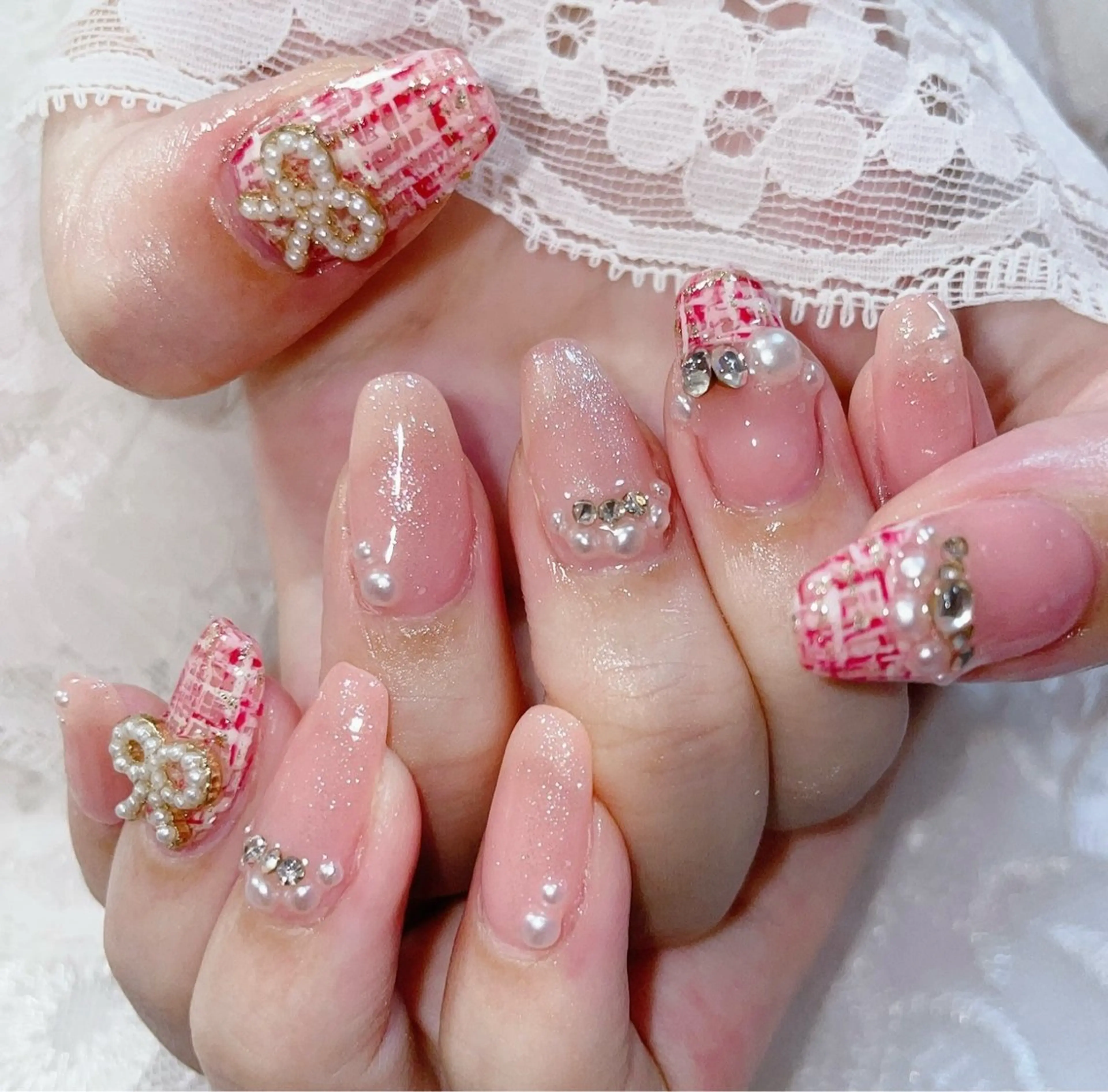 ネイル アートネイル オーロラネイル チークネイル 長さ出し フラッシュネイル misun_ nailのネイルデザイン