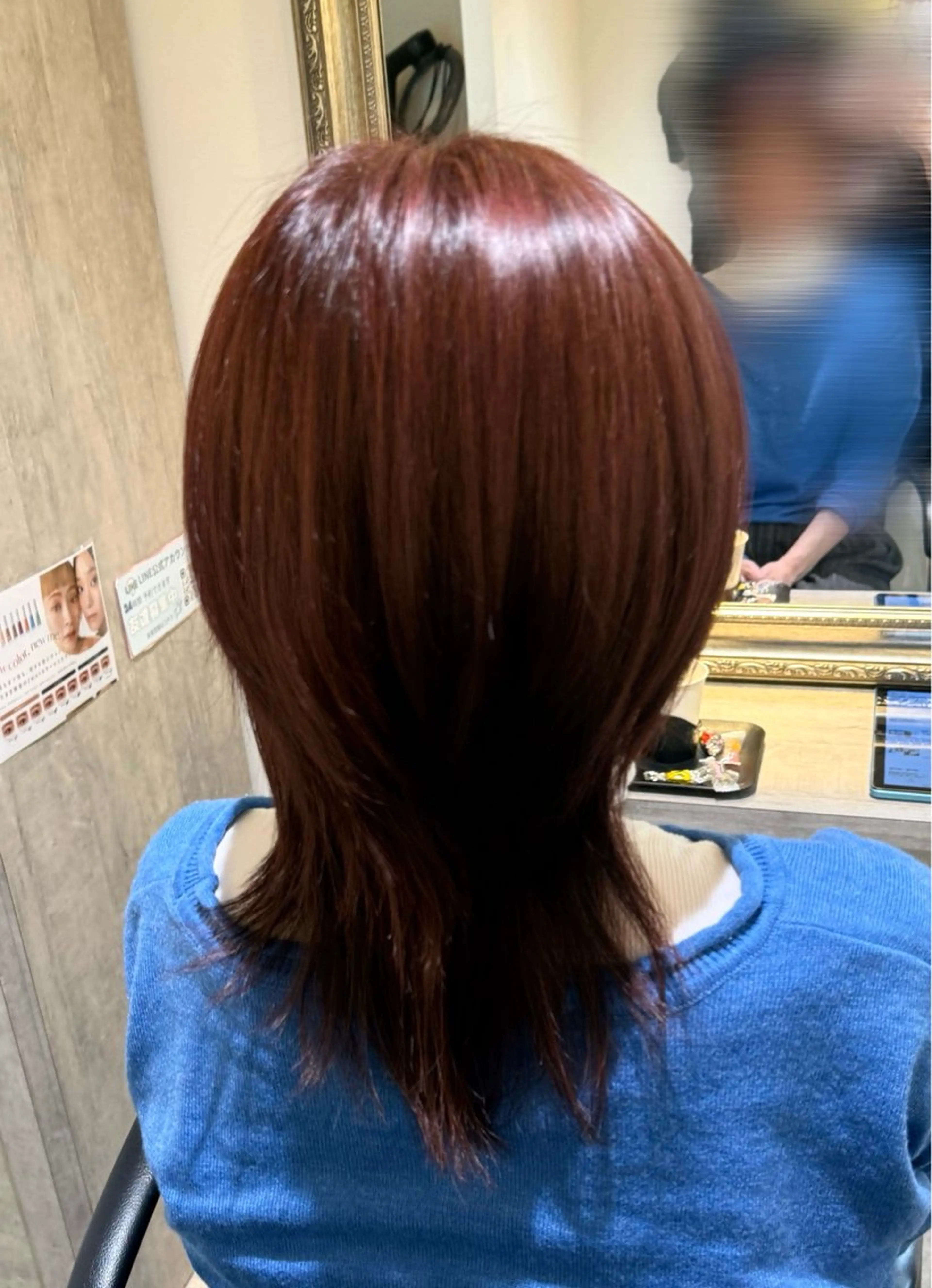 セミロング カラー レッドカラー ヘアカラー こだわり艶カラー ♡chisato♡のヘアスタイル