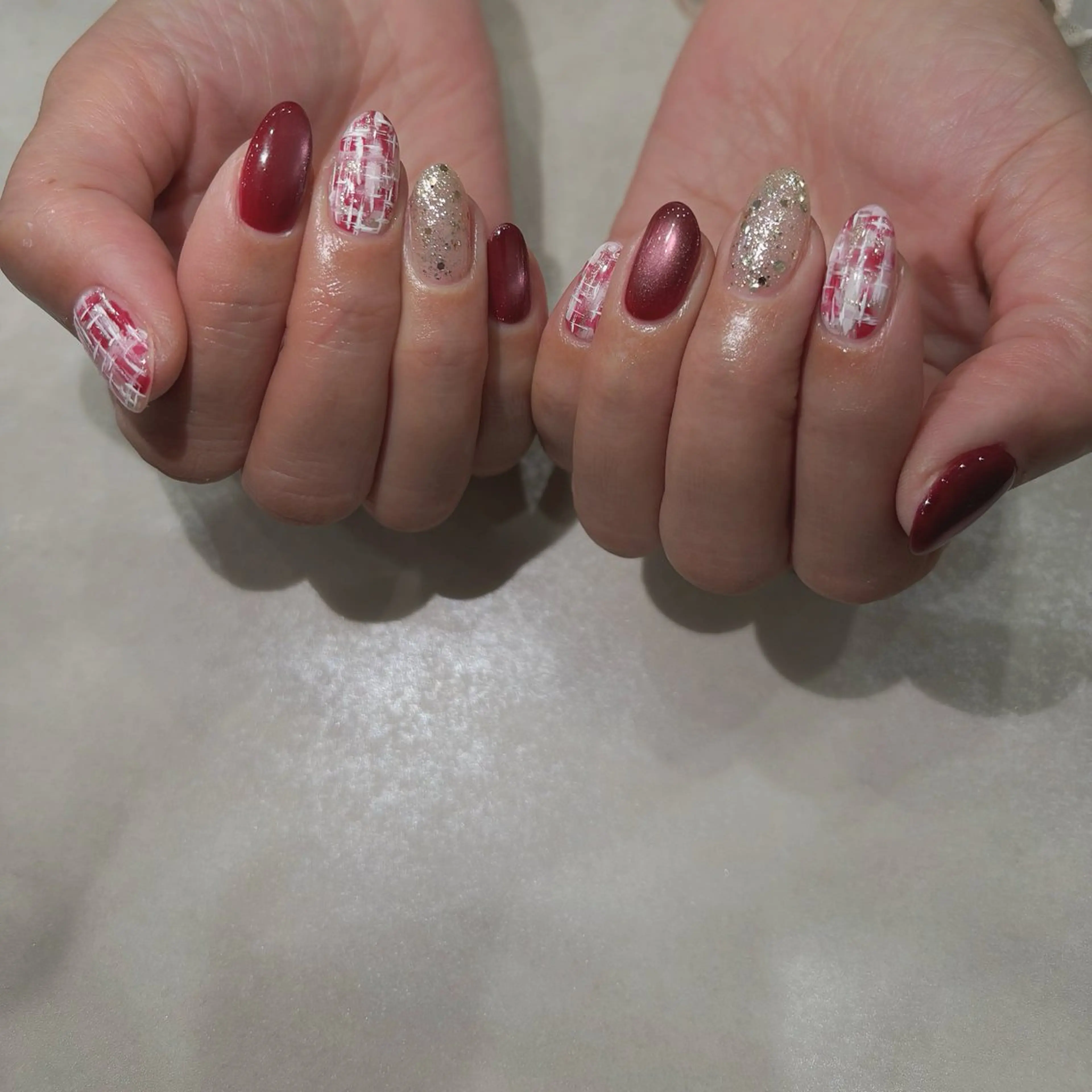 ネイル ジェルネイル 持ち込み パラジェル ツイードネイル ハンドネイル K. nailのネイルデザイン