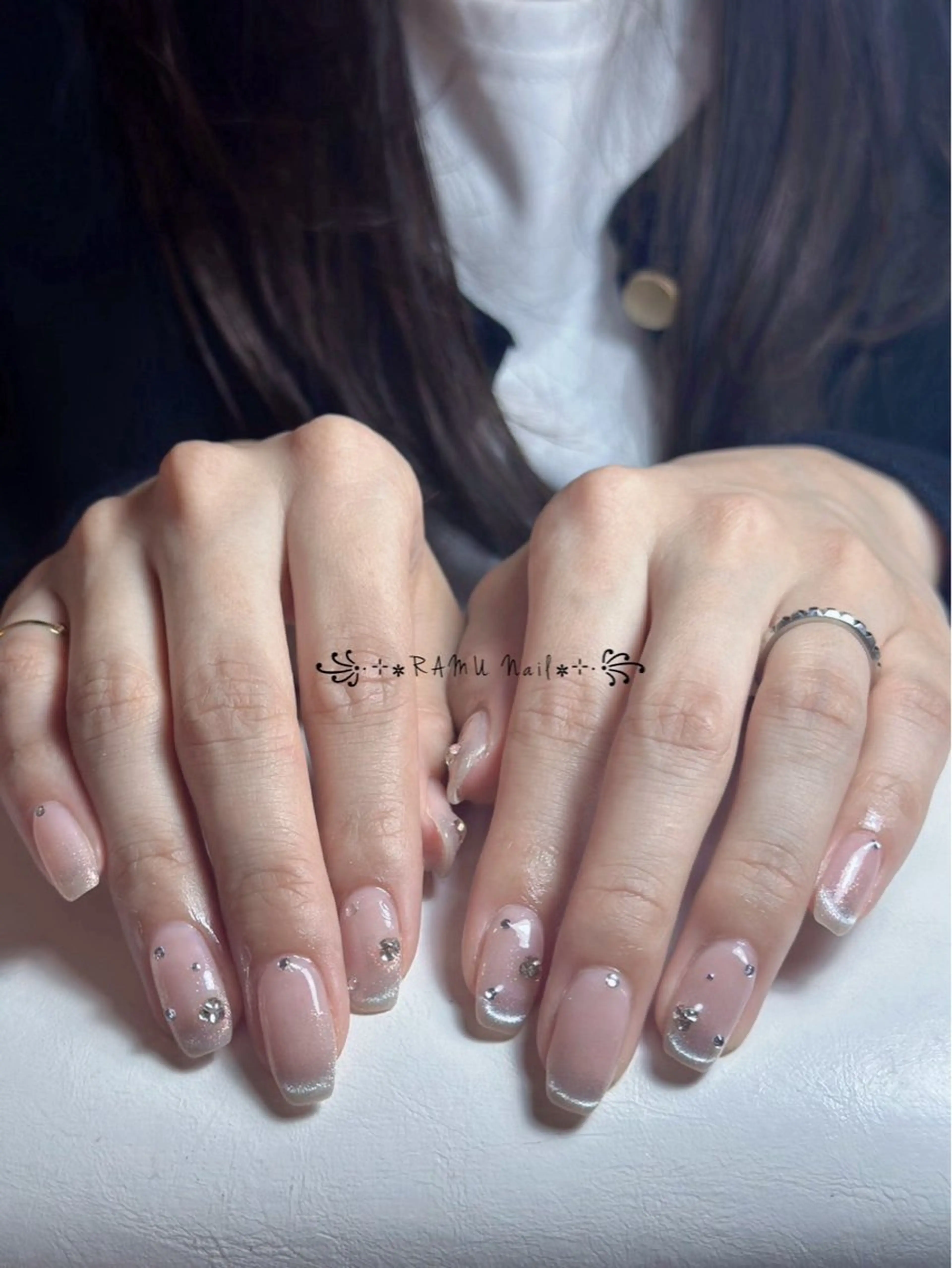 ネイル キラキラネイル マグネットネイル ミラーネイル ピンク 春ネイル ハンドネイル RAMU Nail 恵比寿店のネイルデザイン