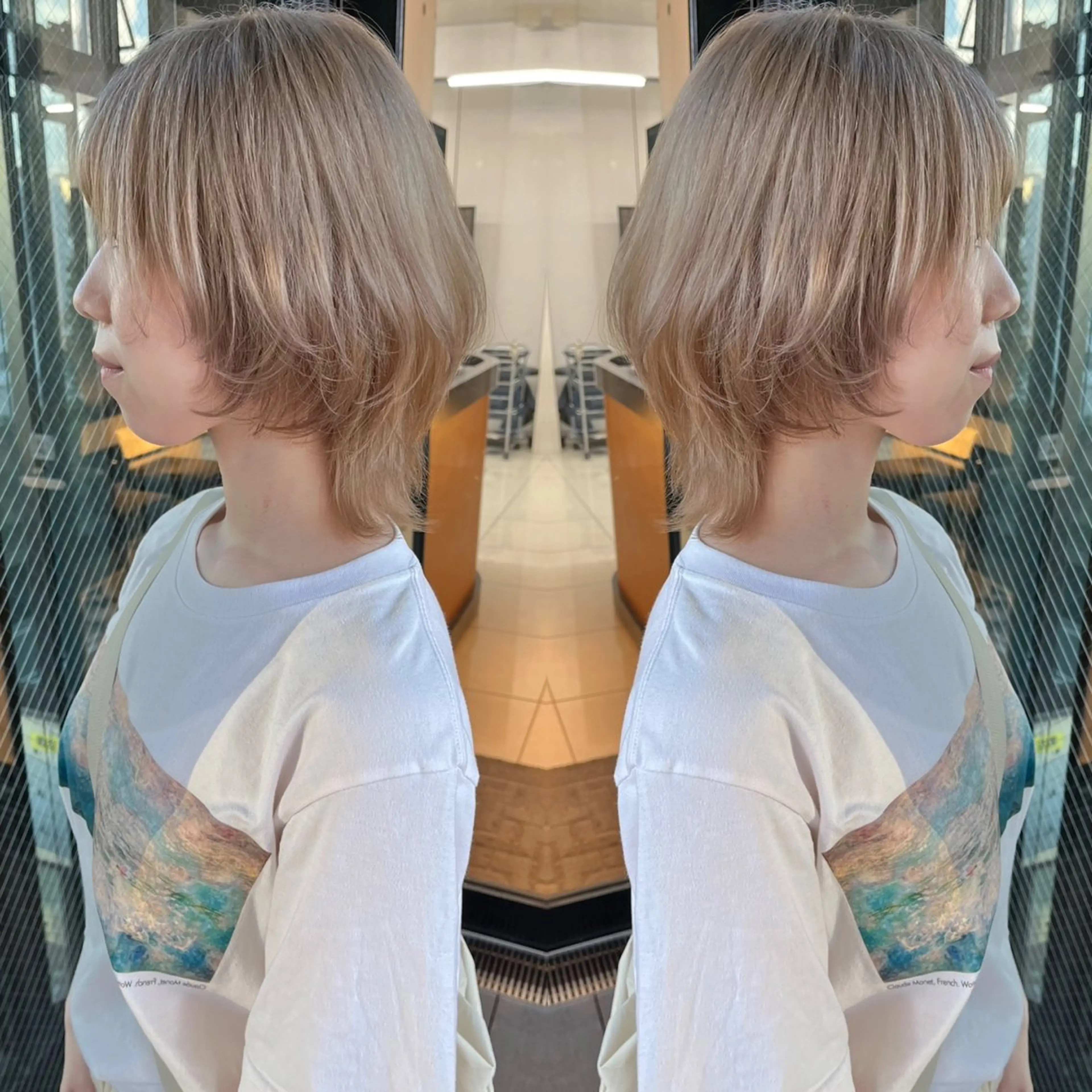 ショート カラー ブリーチ ブロンド ケアブリーチ ダブルカラー ホワイトブロンド ハタケヤマヨシキ ／BOOTHのヘアスタイル