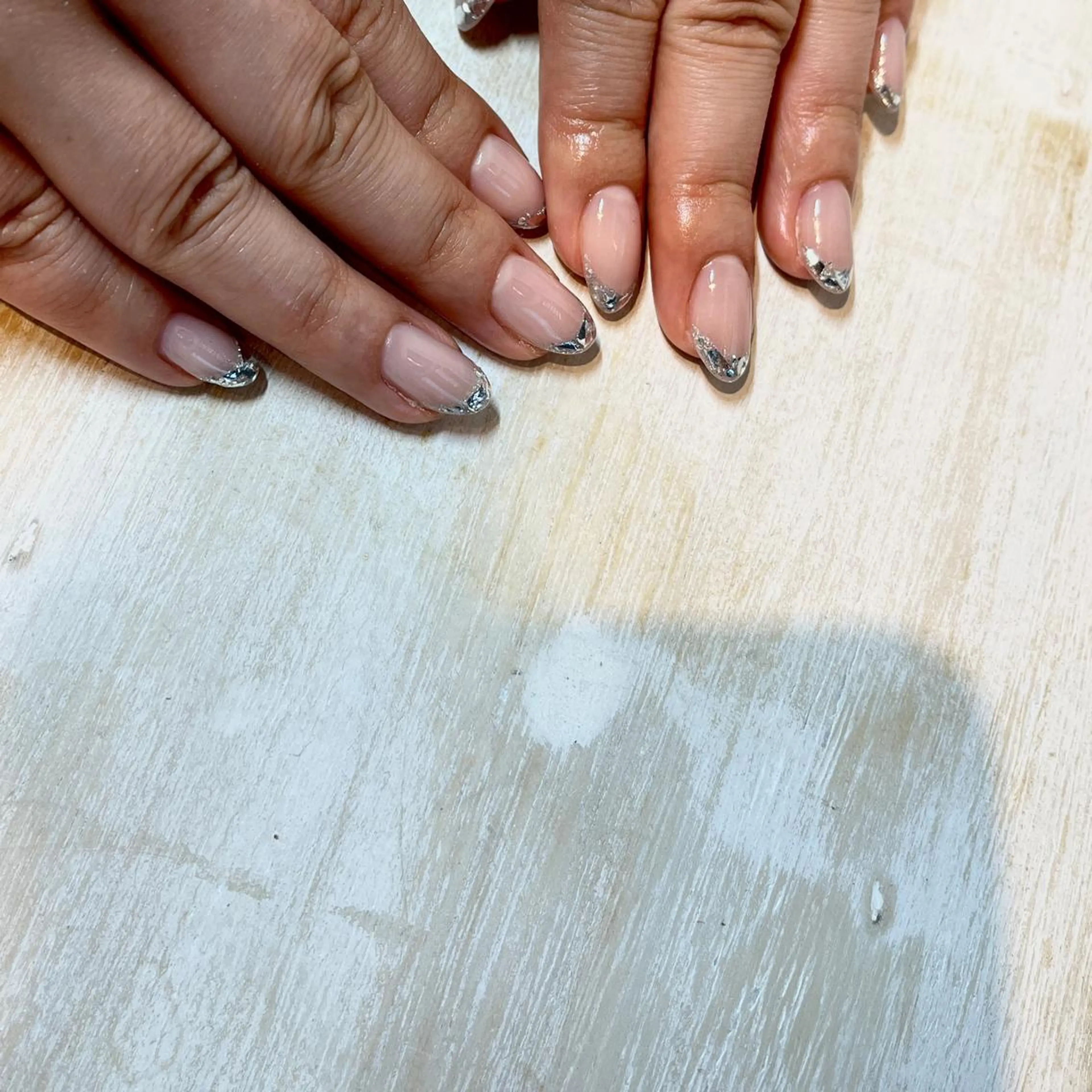 ネイル フレンチネイル ガラスフレンチ フリーランス¨̮⃝ ネイリストOKADAのネイルデザイン