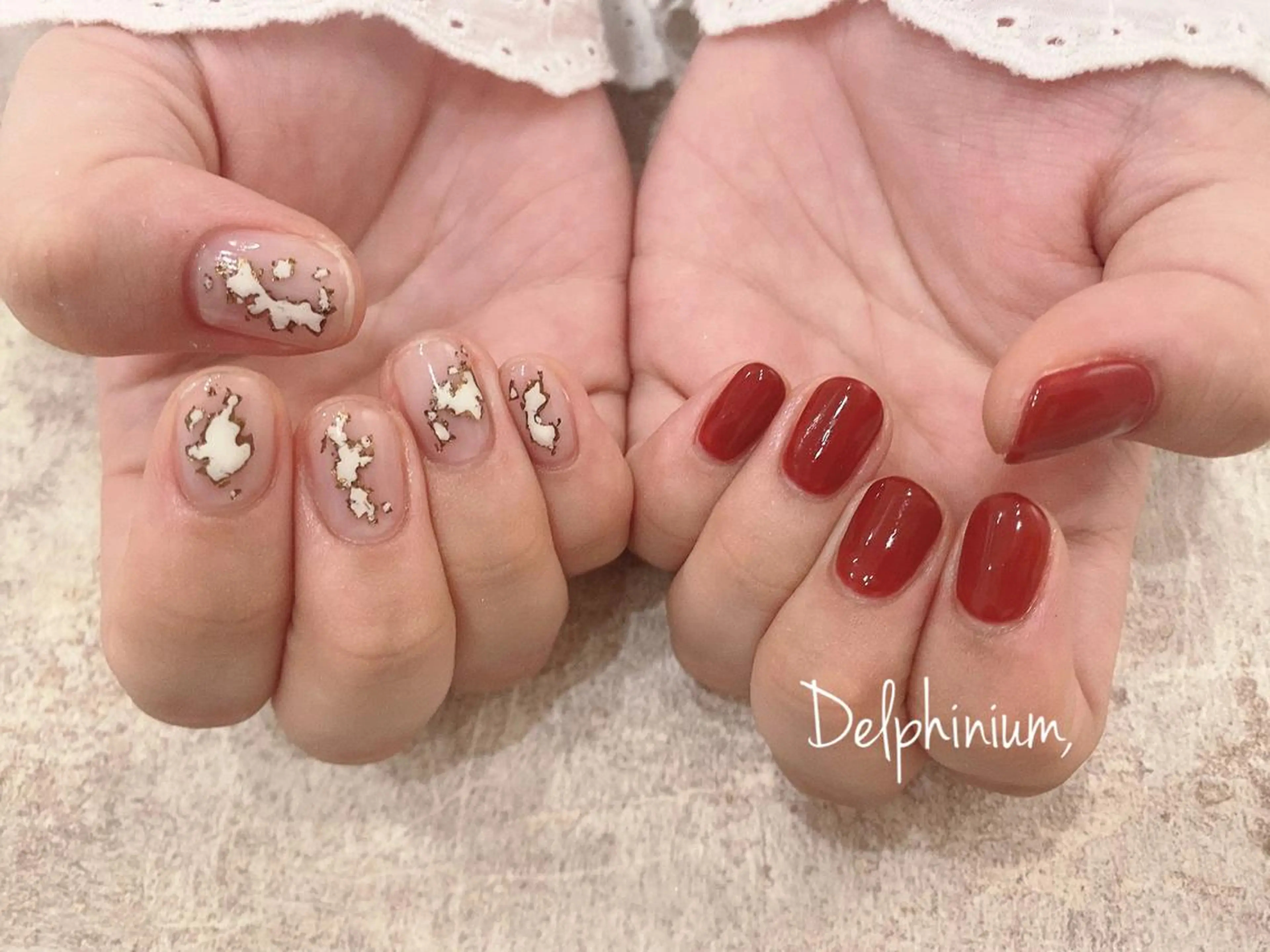 ネイル アートネイル 赤色 シンプルネイル 岡本 友恵のネイルデザイン