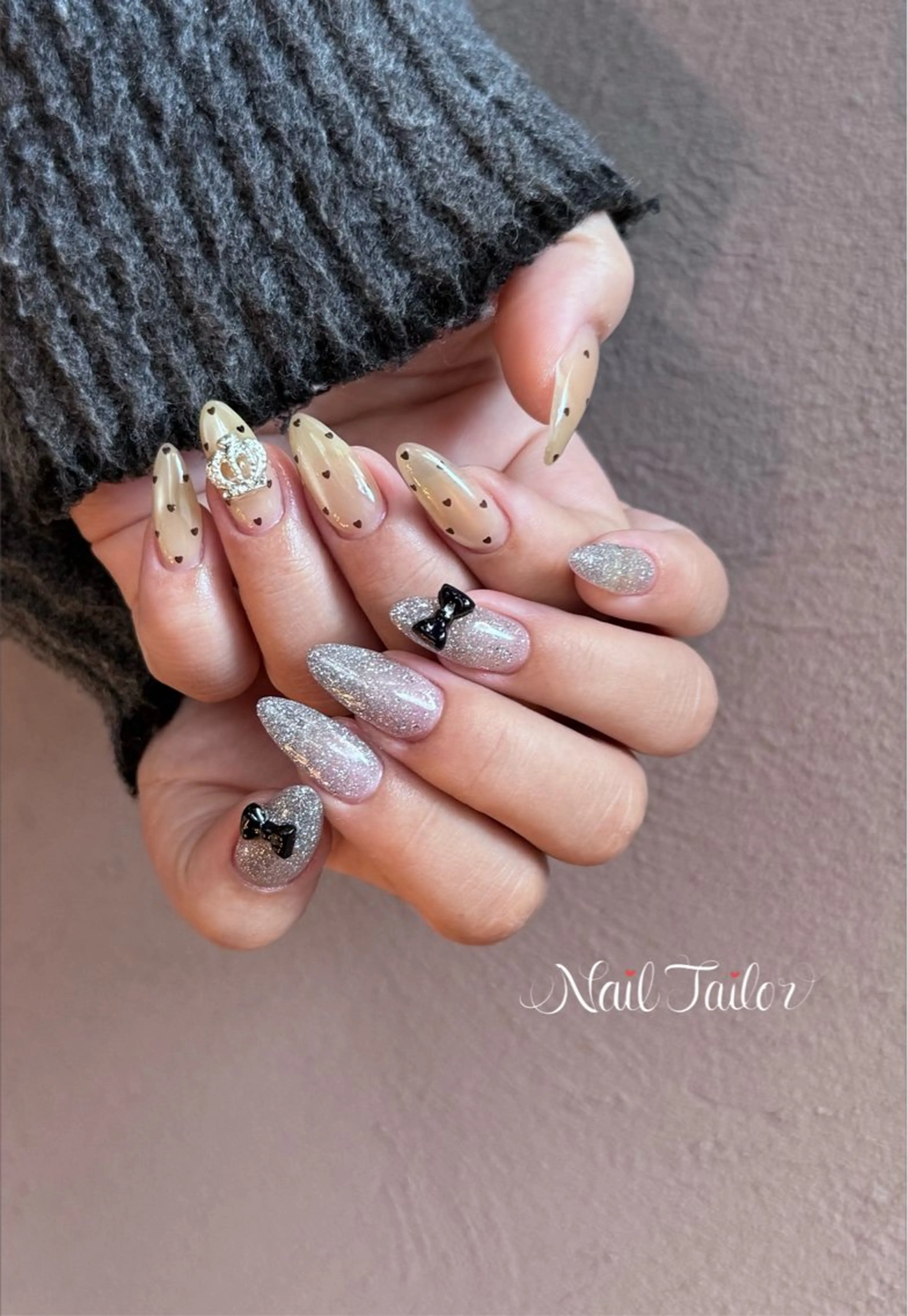 ネイル ドット ハート マグネットネイル バレンタイン ハンドネイル 〜Nail Tailor〜 ネイルテイラー所属・NailTailor ネイルテイラーのネイルデザイン