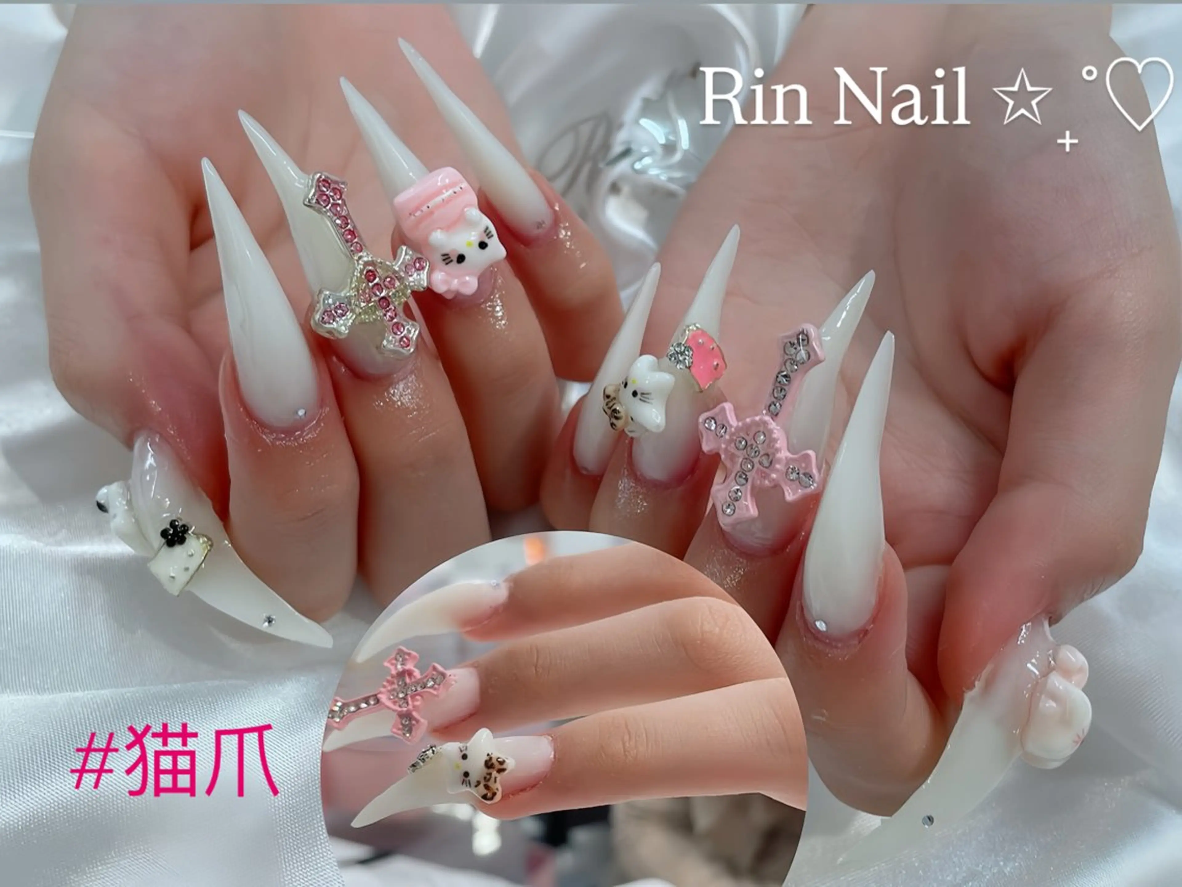 ネイル 成人式 ロングネイル ネイルチップ ハンドネイル Rin Nail 新大久保店のネイルデザイン