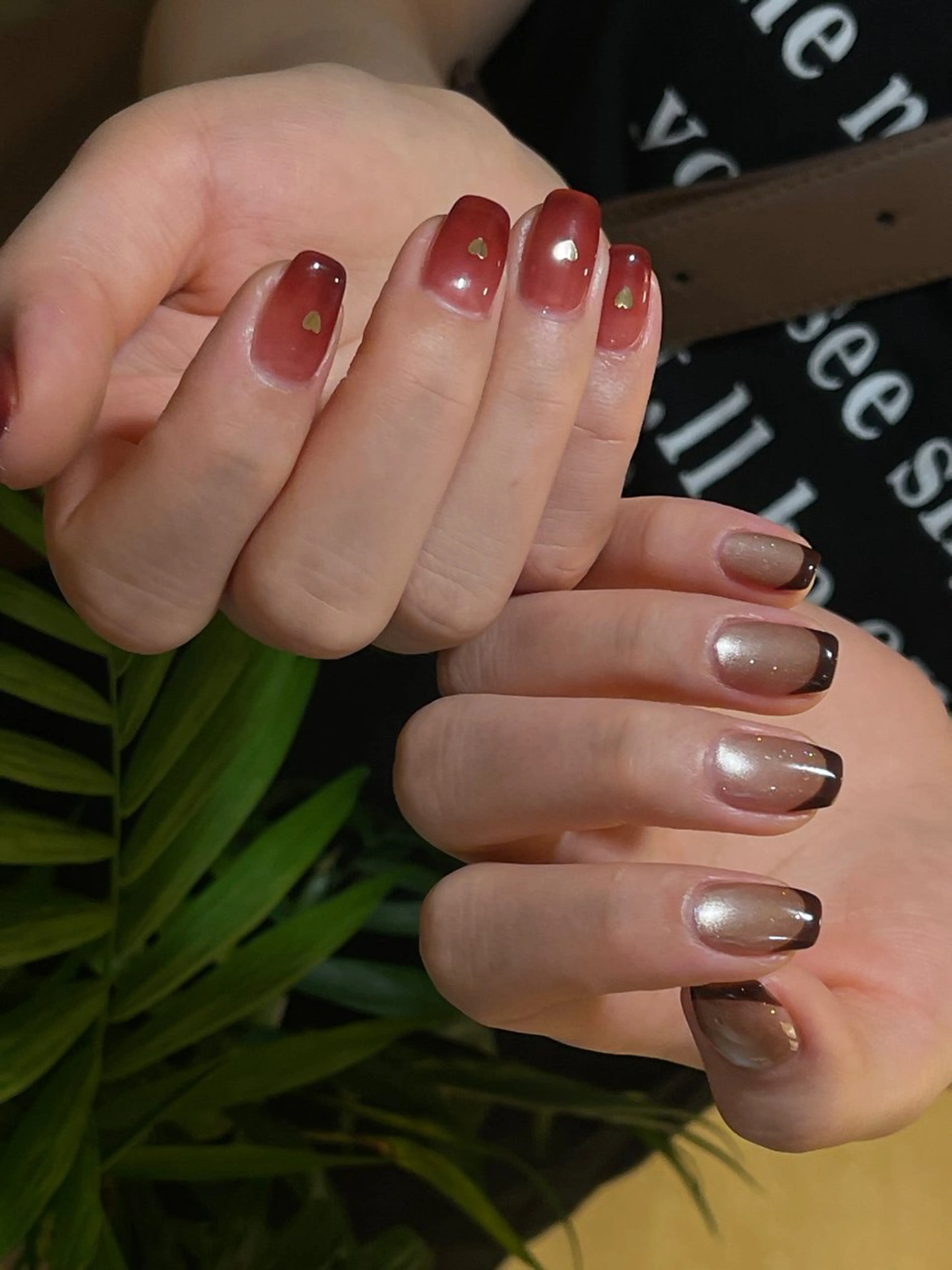 ネイル チークネイル 韓国ネイル マグネットネイル ニュアンスネイル リボン chirin nailのネイルデザイン