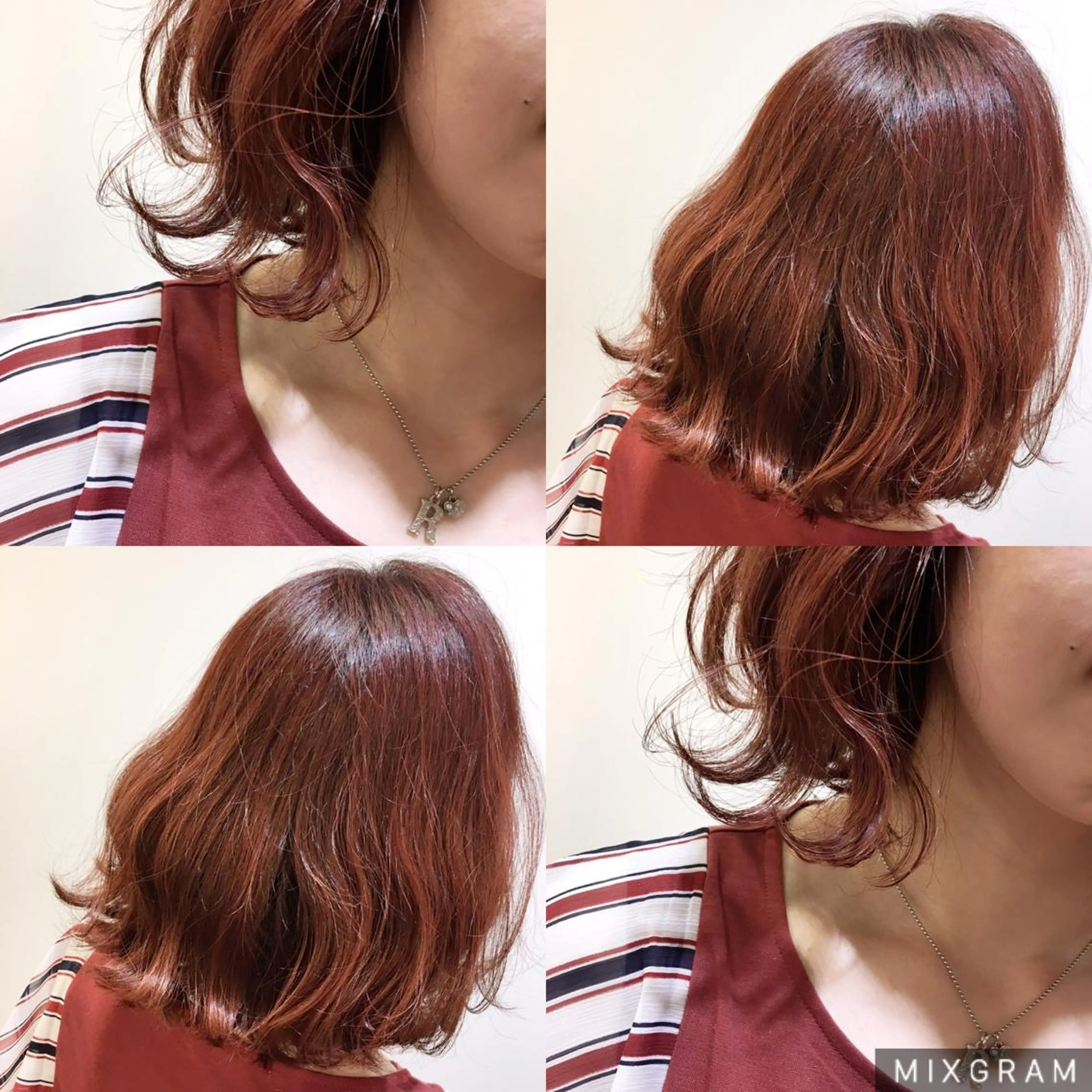 ショート カラー ブリーチ ブリーチなしカラー レッドカラー 海外風レイヤーカット 👑店長　平松　由のヘアスタイル