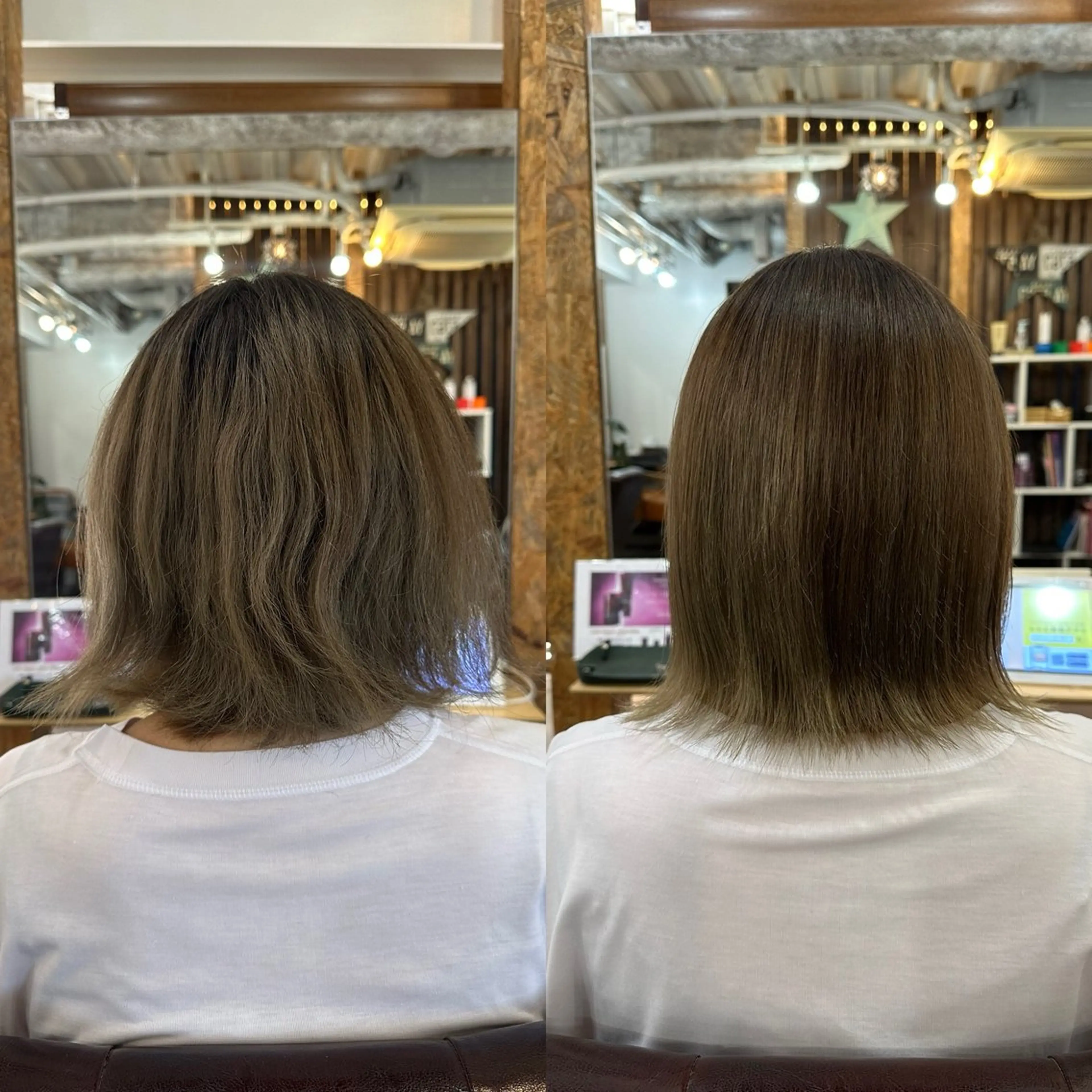 ショート カラー 縮毛矯正 ブリーチ毛対応酸性 ストレート🌈サキのヘアスタイル