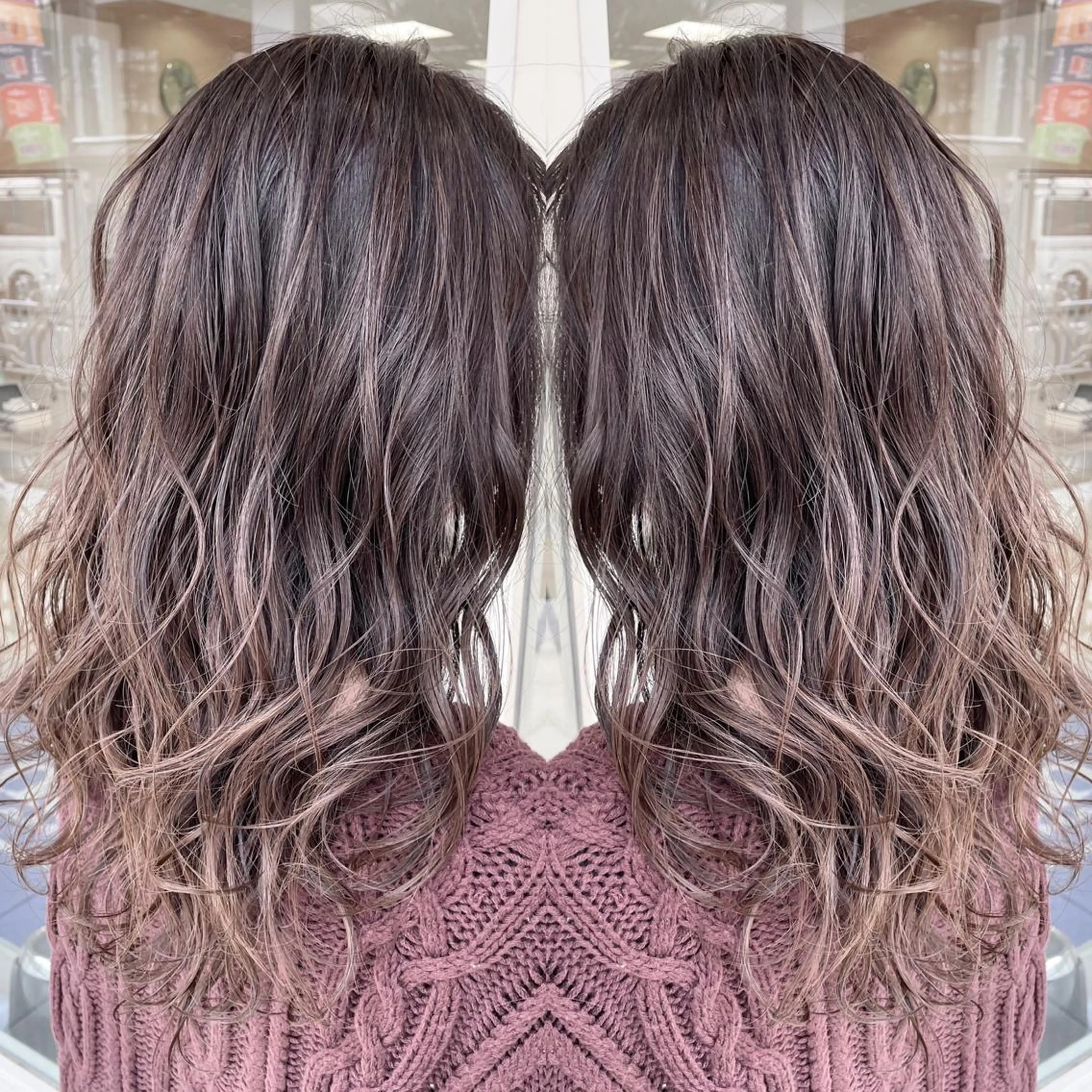 ミディアム カラー 縮毛/レイヤー 韓国/橋口のヘアスタイル