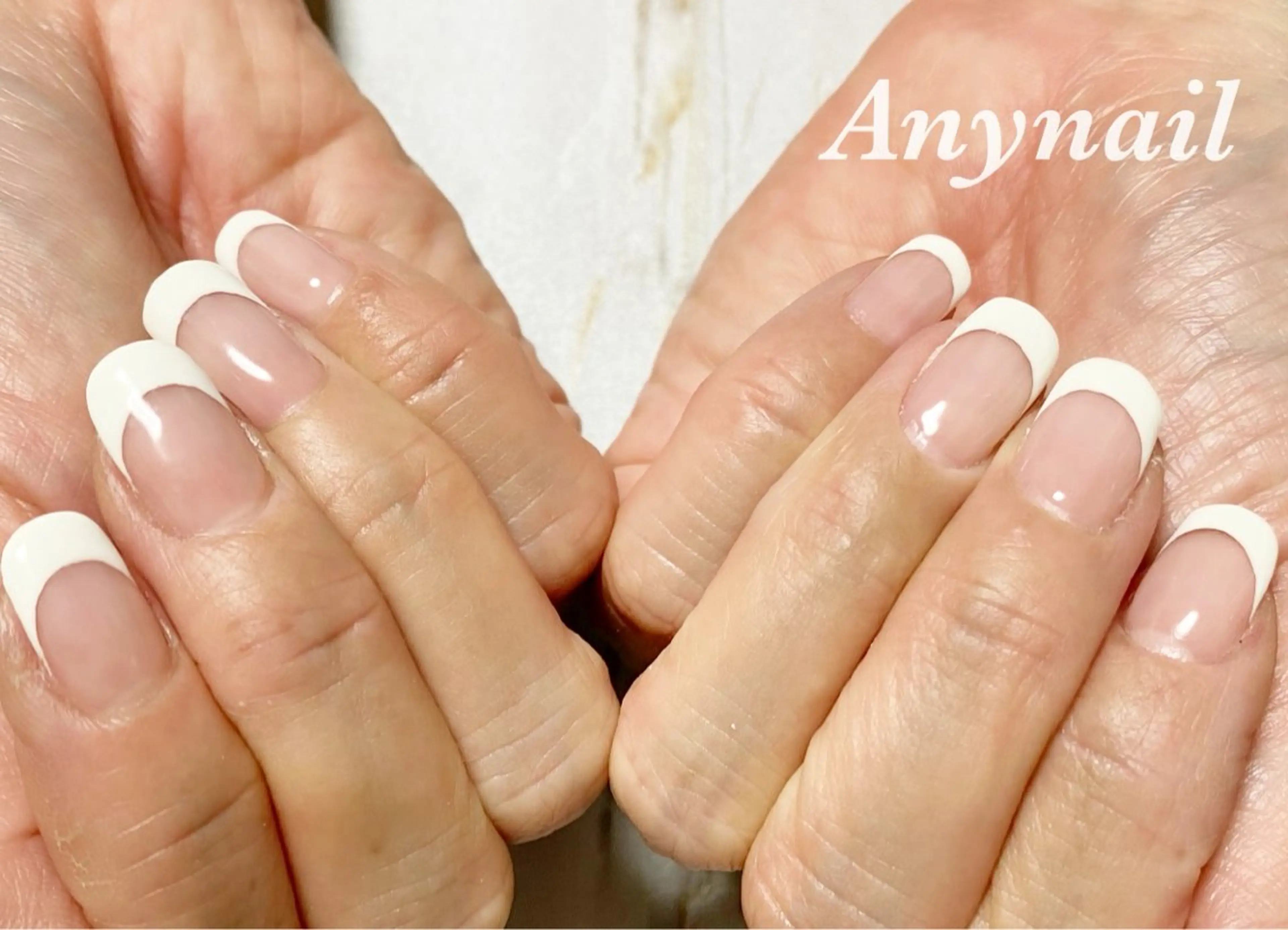 ネイル ブルー フレンチネイル ハンドネイル 岩澤 恵子のネイルデザイン