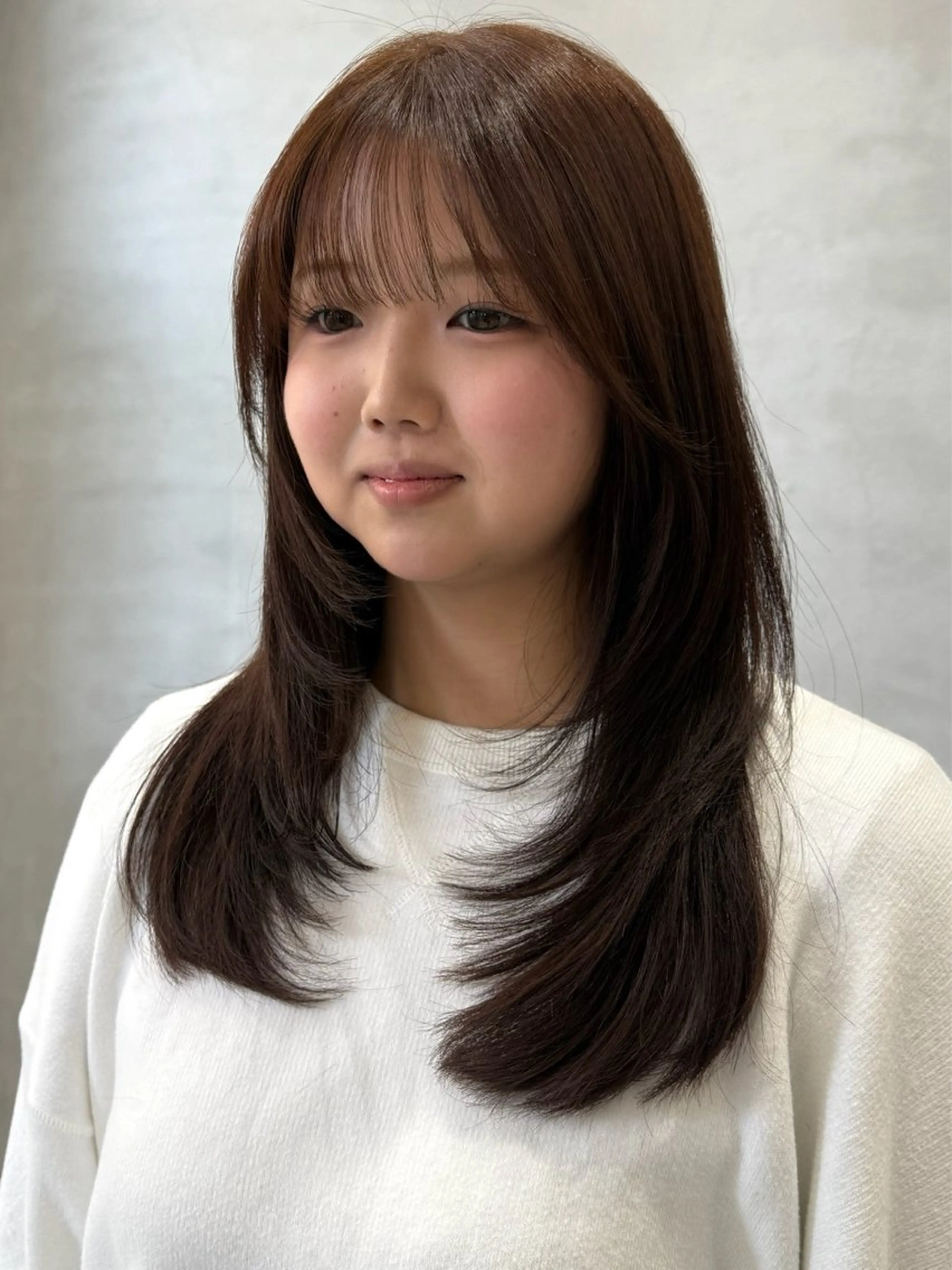 セミロング カラー レイヤーカット カット ヘアカラー 柔らかレイヤー× 透け感カラー/SUのヘアスタイル