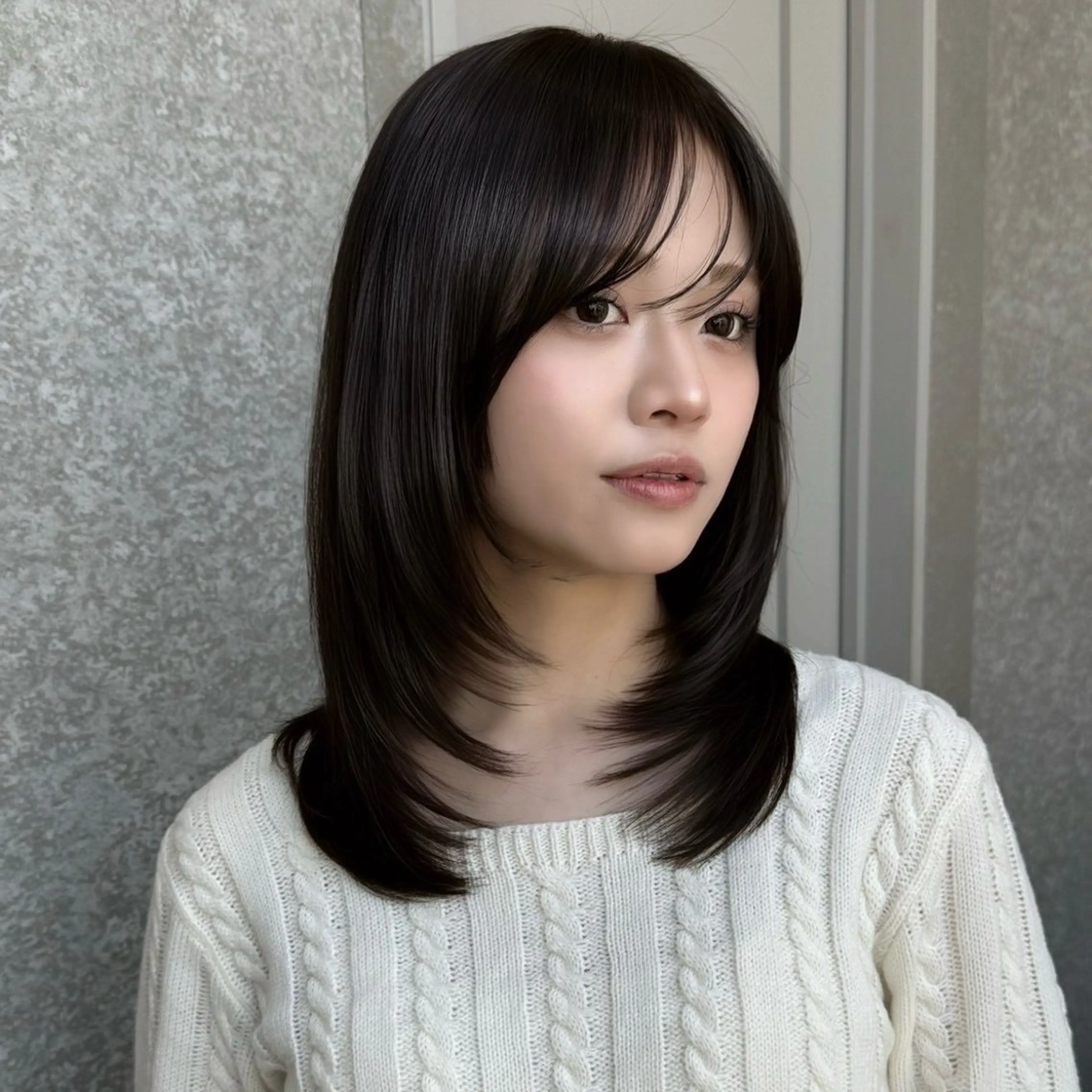 ミディアム カラー ヘアカラー トリートメント るーく/透明感カラー /縮毛矯正/髪質改善のヘアスタイル