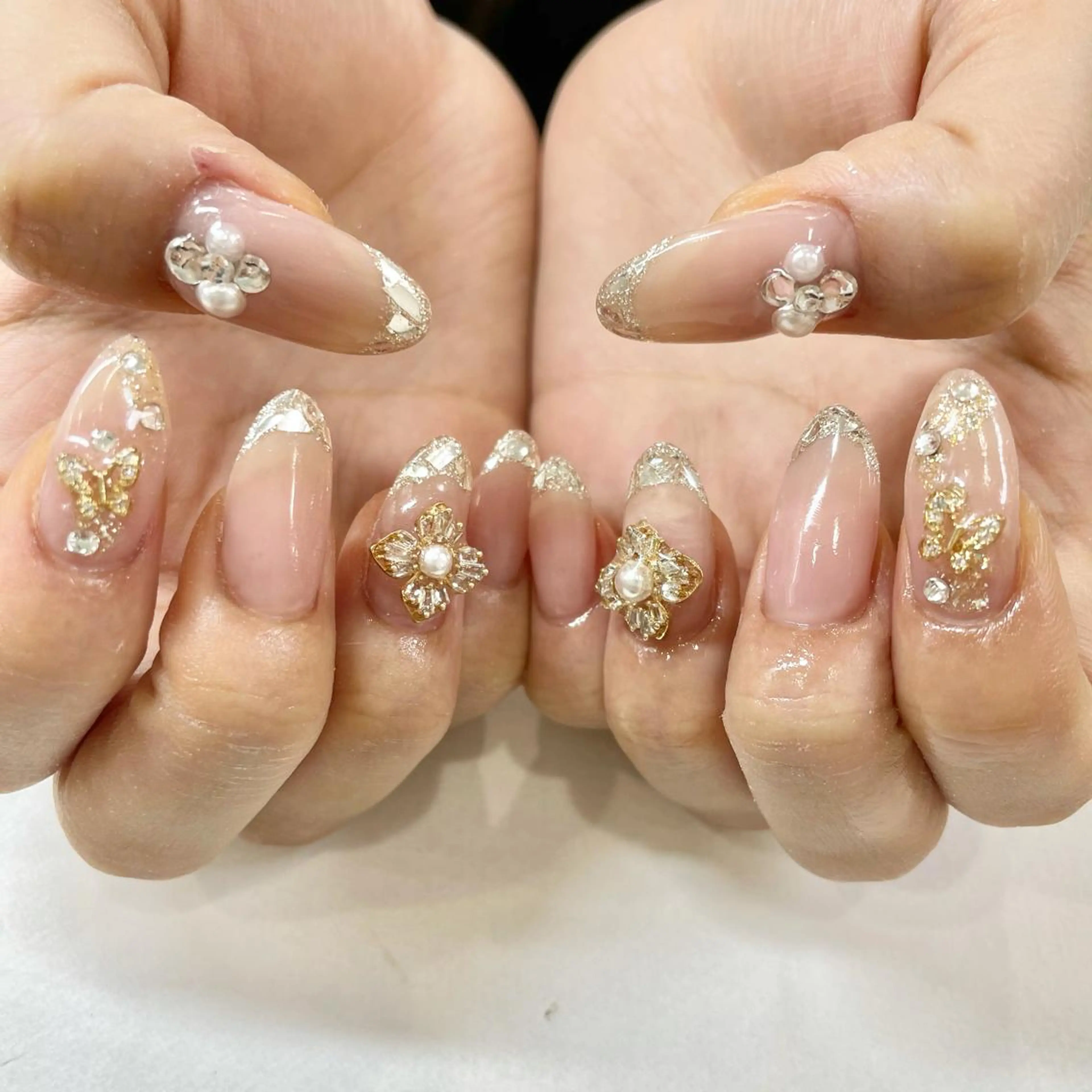 ネイル フレンチネイル ガラスフレンチ 🎀AYAKO 🎀中韓ネイルのネイルデザイン